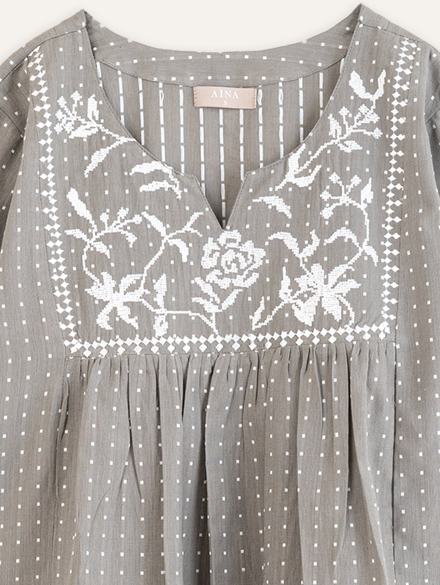 Lyla Cotton Handloom Embroidered A - Line Kurta - AINA