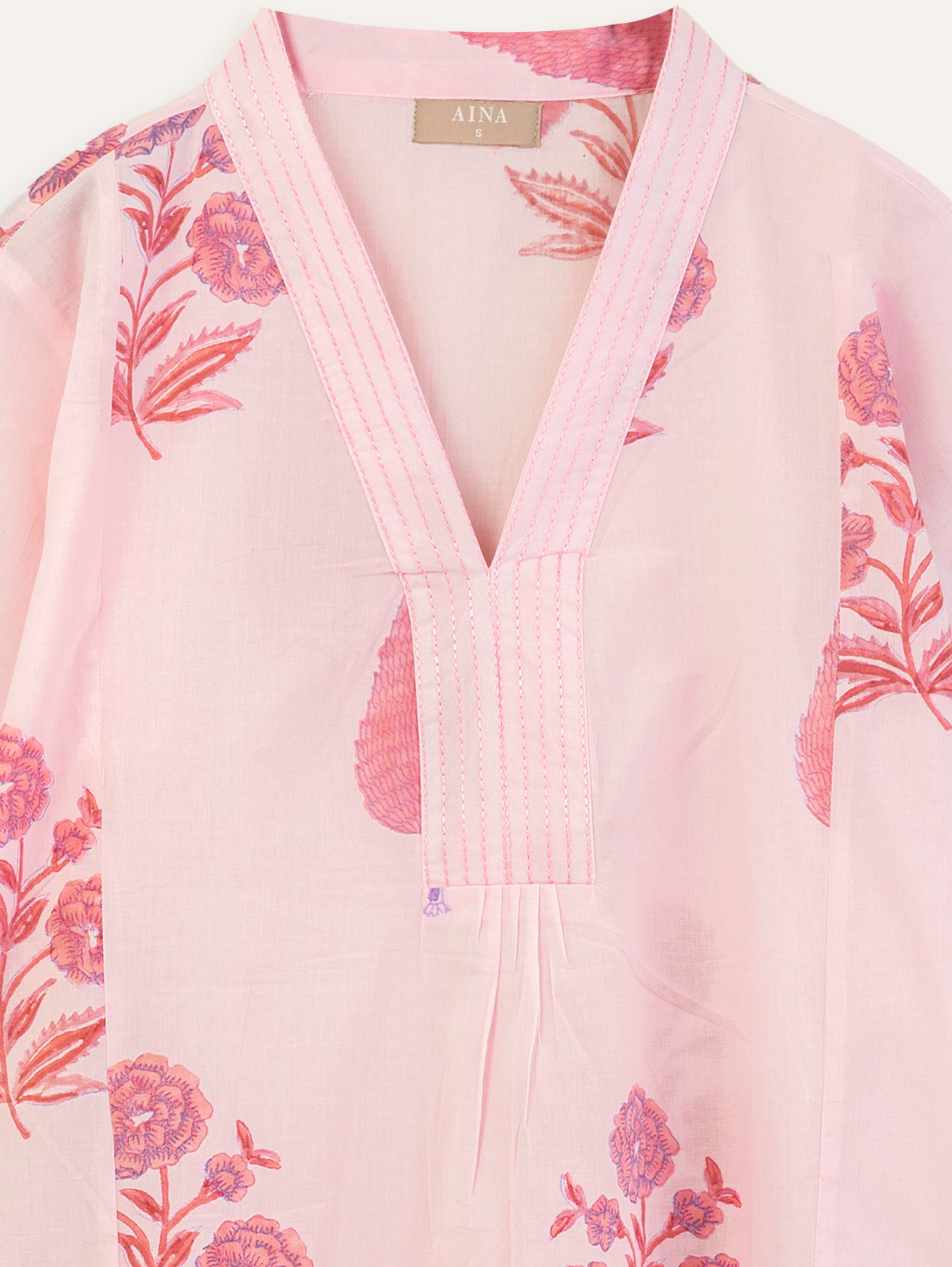 Neamah Cotton Block Printed A Line Kurta