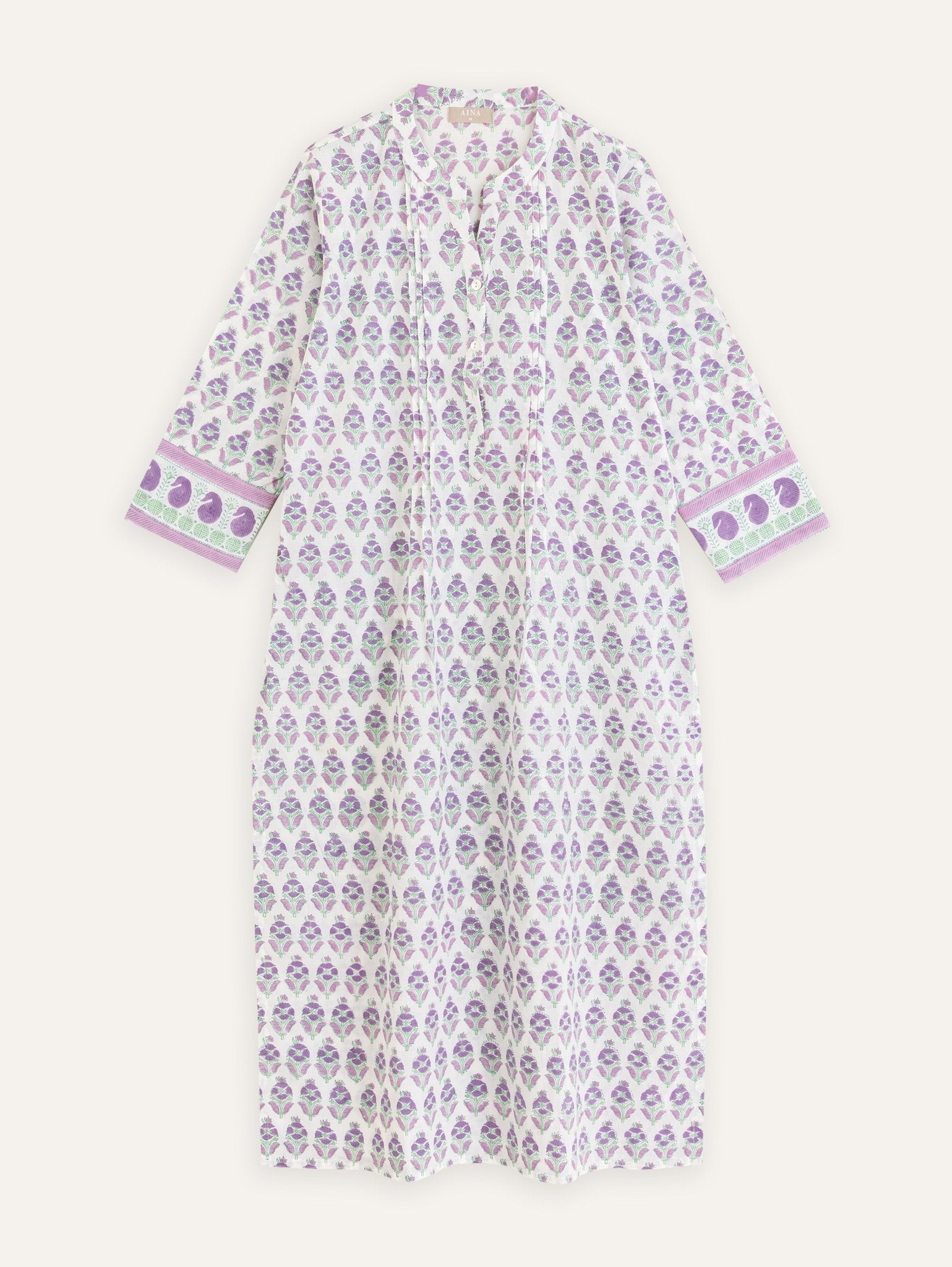 Madhu Cotton Block Printed Straight Kurta - AINA