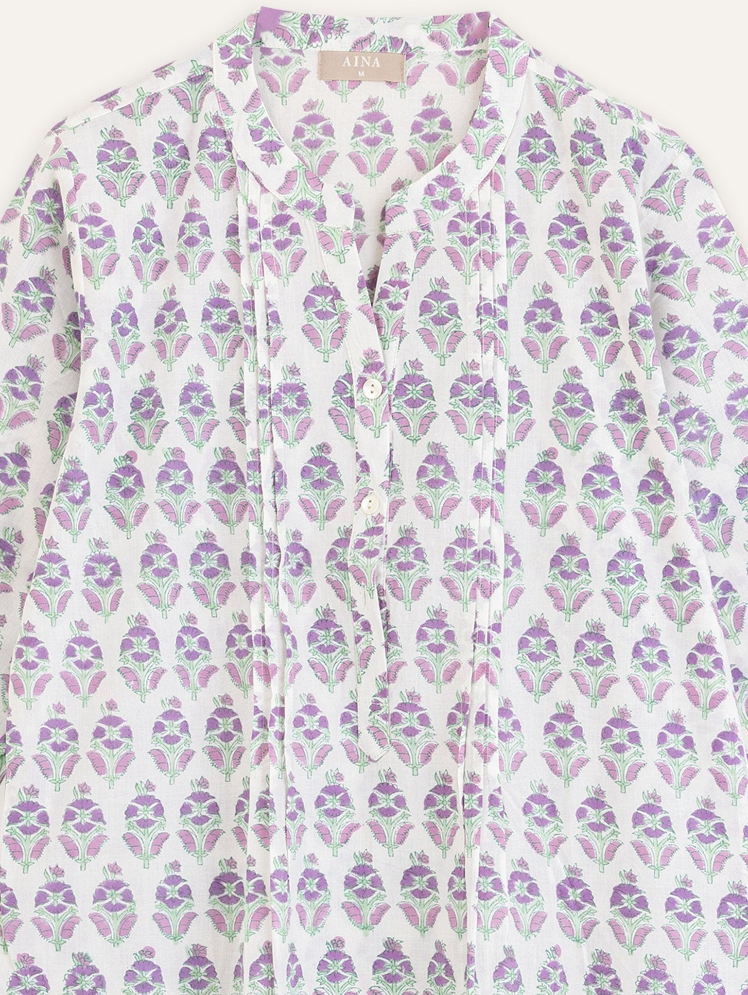 Madhu Cotton Block Printed Straight Kurta - AINA