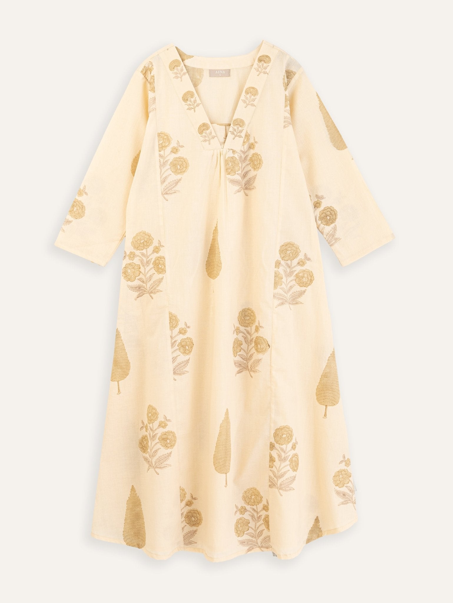 Madiha Cotton Block Printed A Line Kurta - AINA