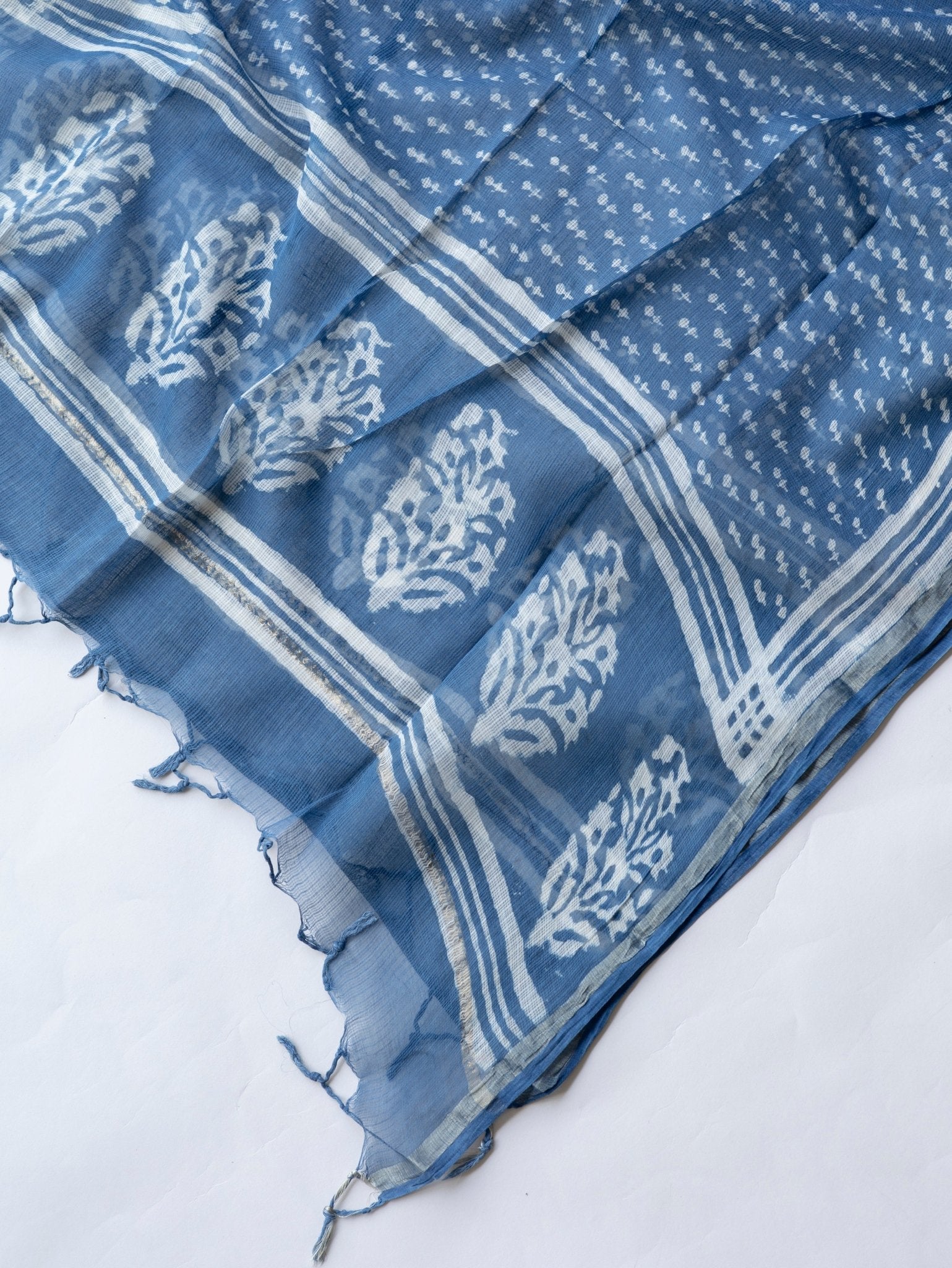 Mahika Kota Doria Block Printed Dupatta - AINA