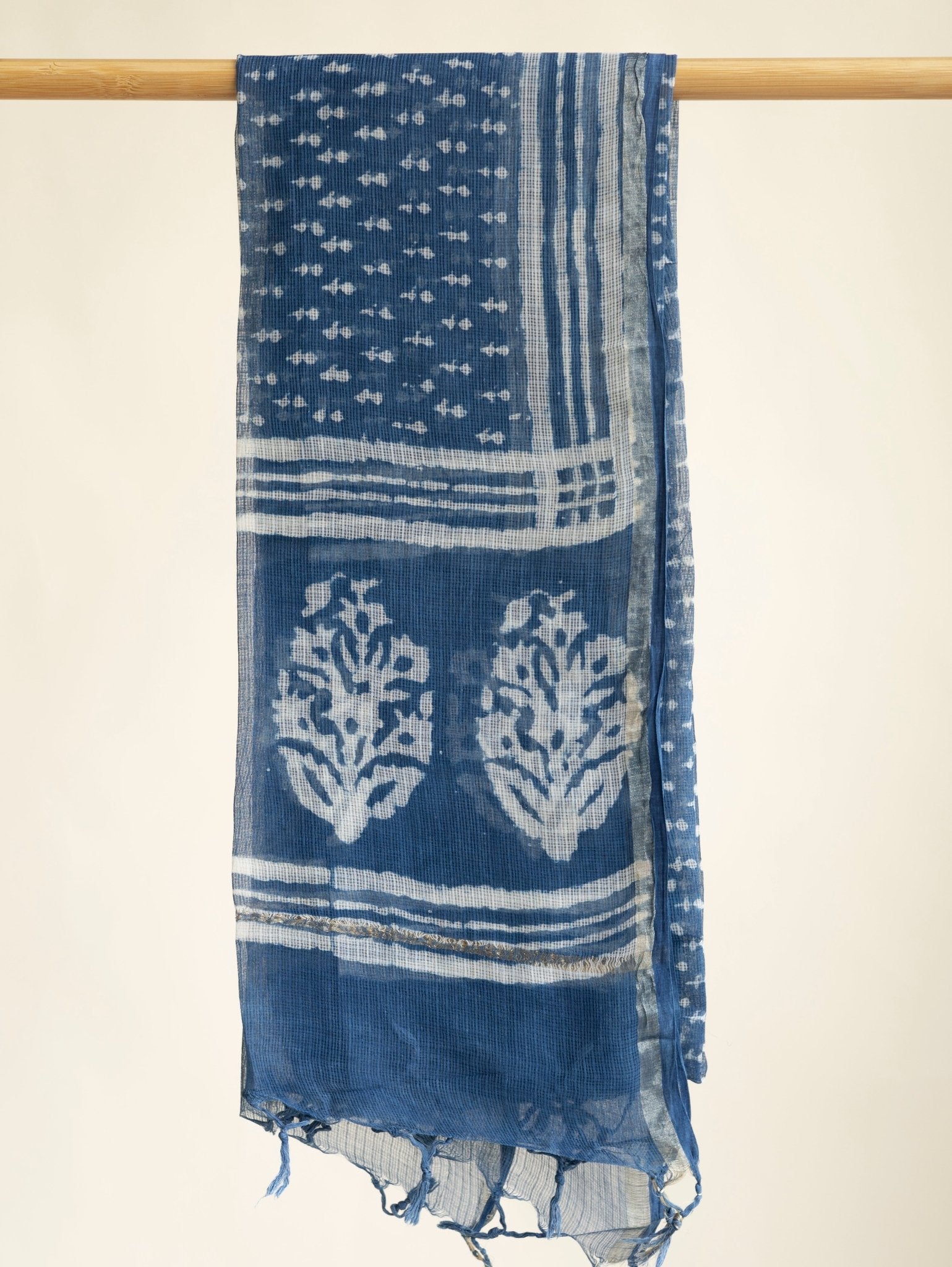 Mahika Kota Doria Block Printed Dupatta - AINA