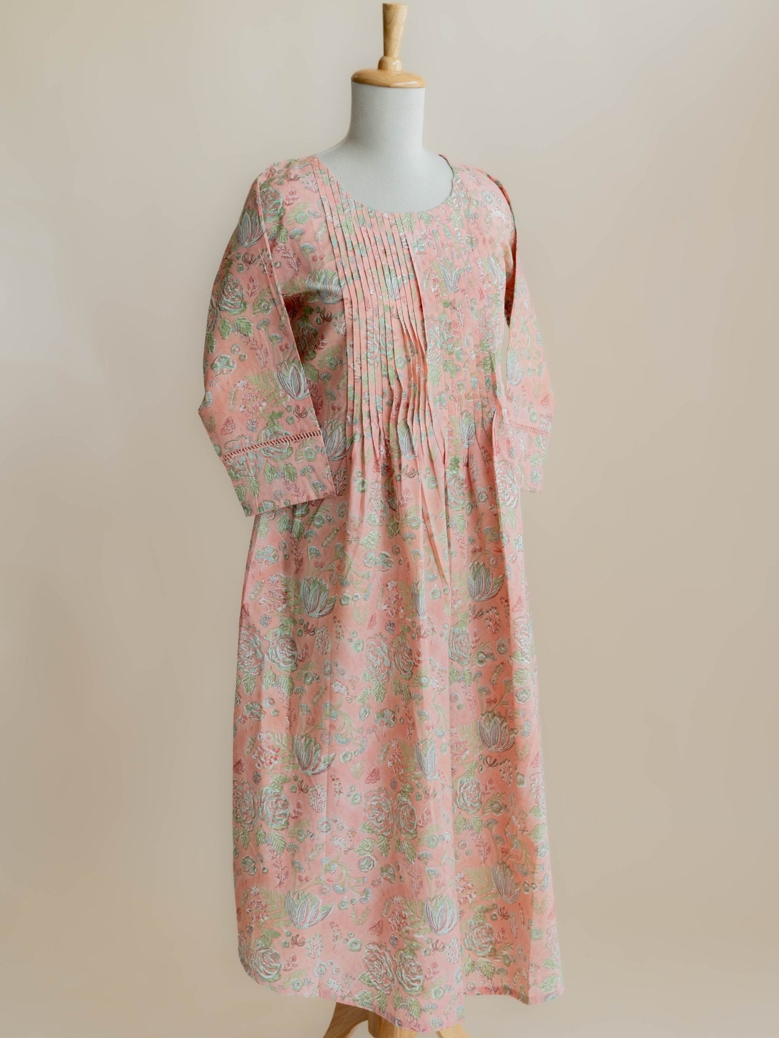 Mahira Cotton Block Printed A - Line Kurta - AINA