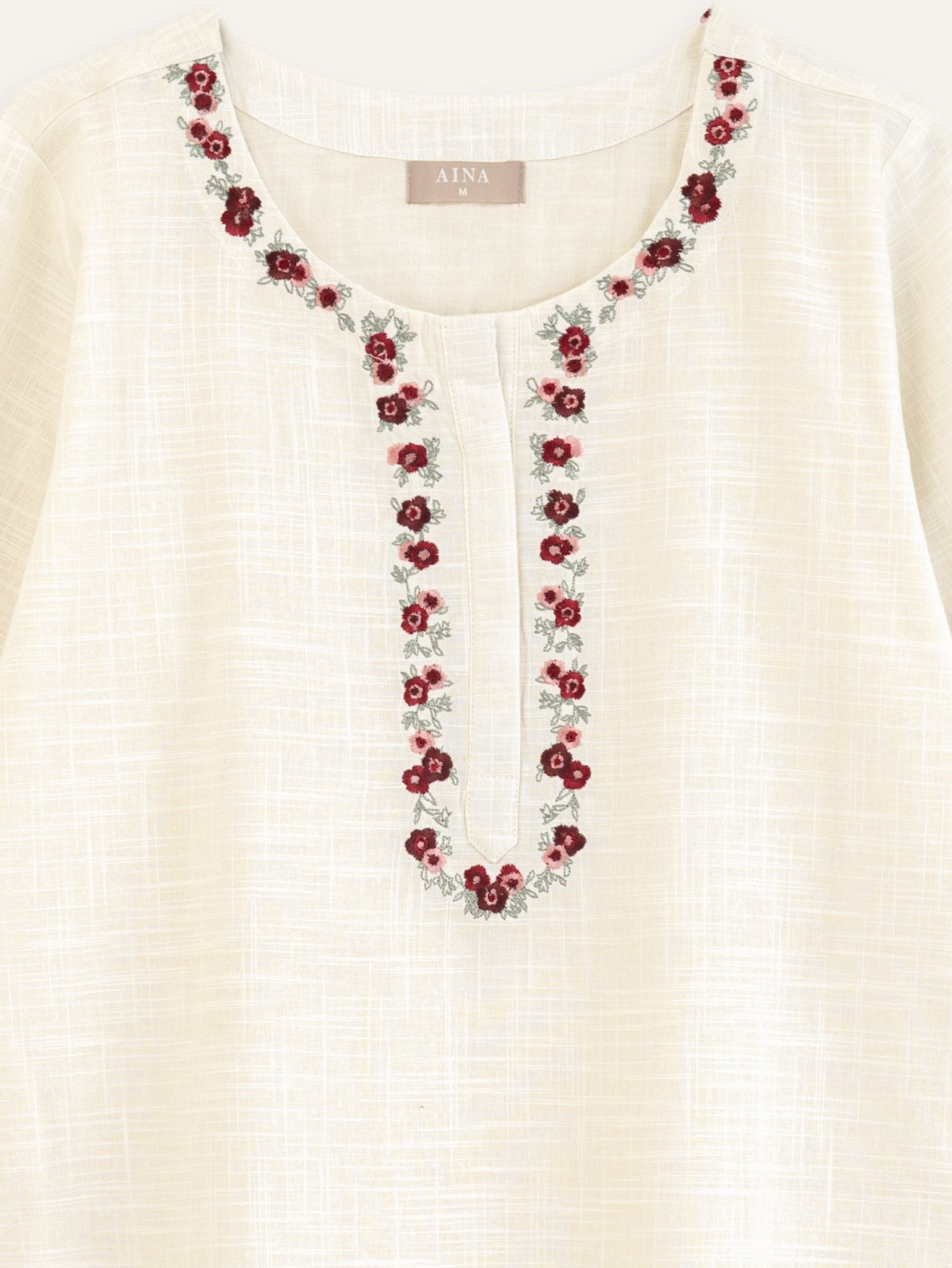 Manekha Cotton Embroidered Straight Kurta - AINA