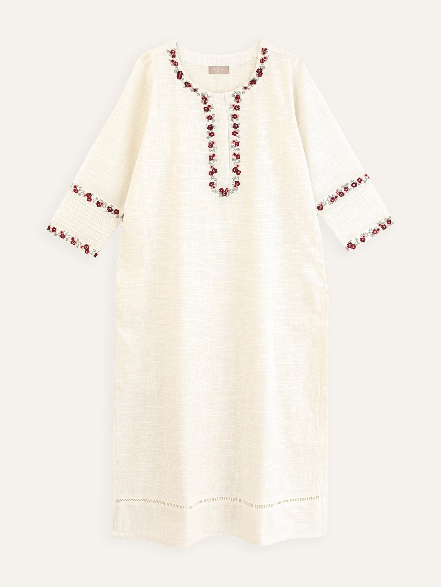 Manekha Cotton Embroidered Straight Kurta - AINA
