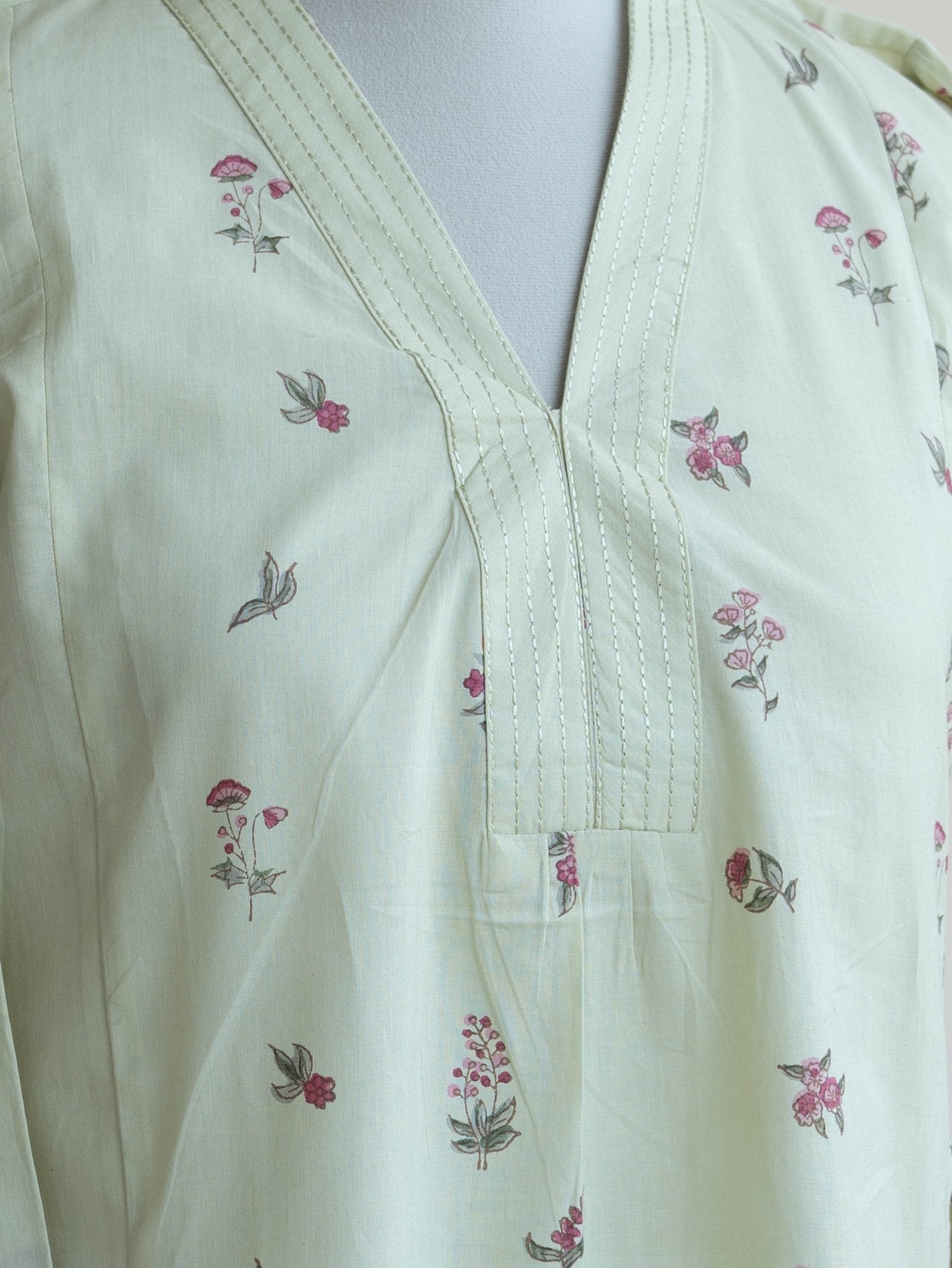 Mansha Cotton Block Printed A - Line Kurta - AINA