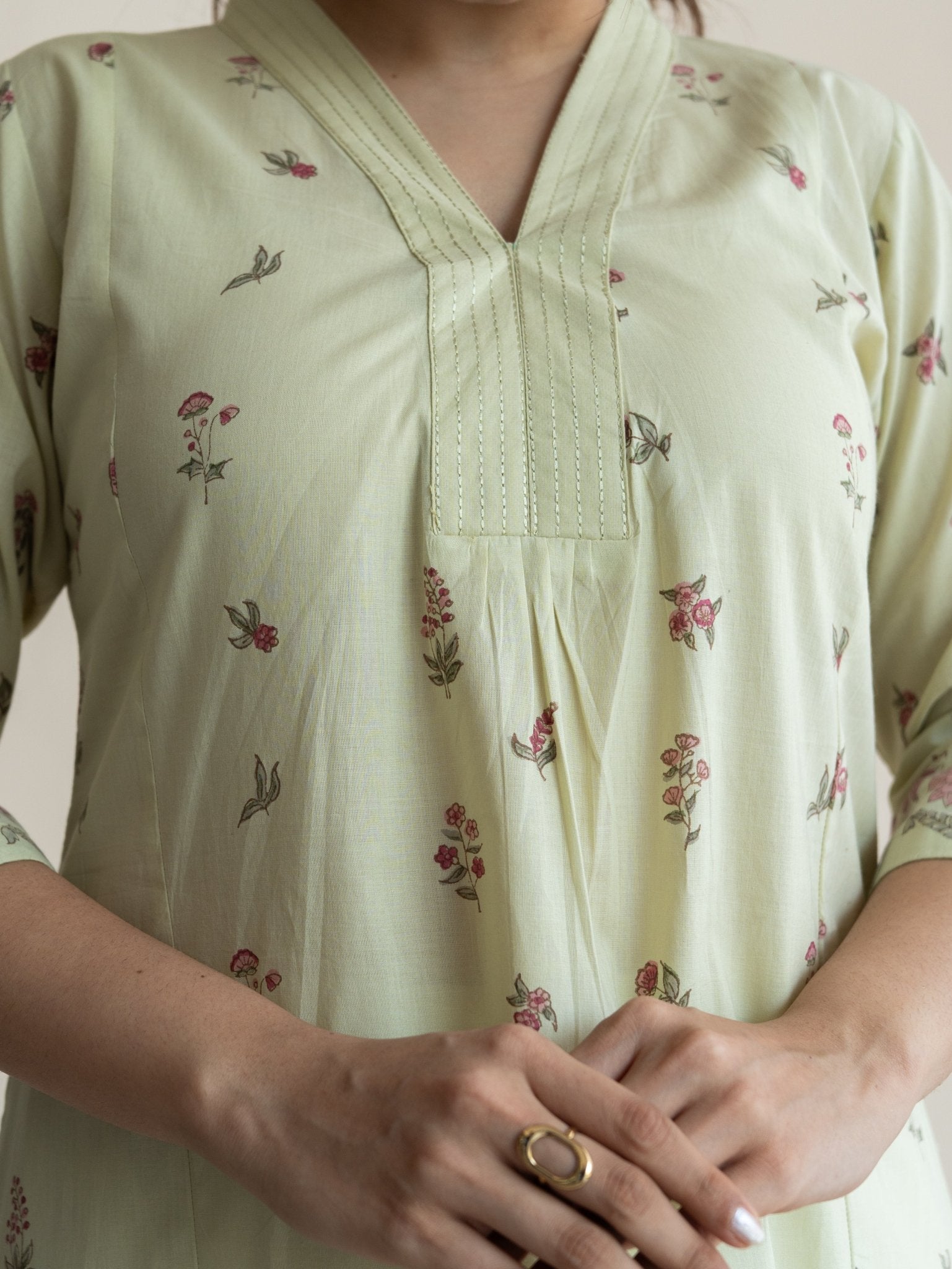 Mansha Cotton Block Printed A - Line Kurta - AINA