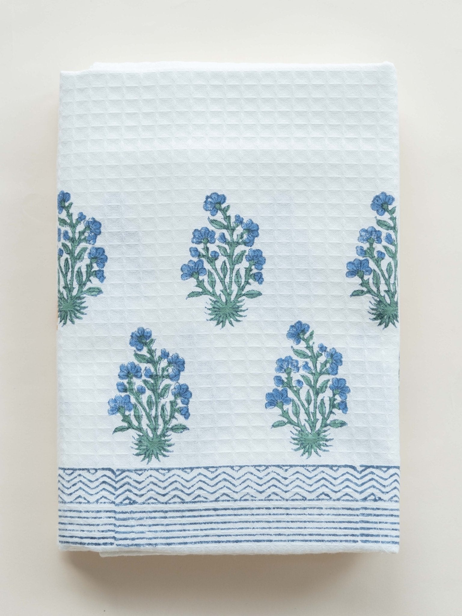 Mansi Cotton Block Printed Honeycomb Bath Towel - AINA