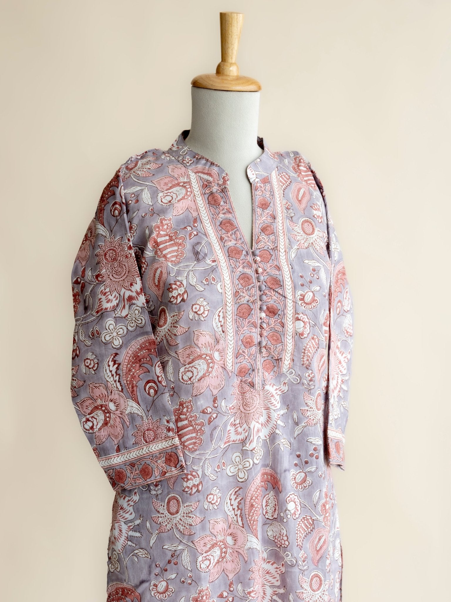 Manvika Cotton Block Printed Straight Kurta - AINA