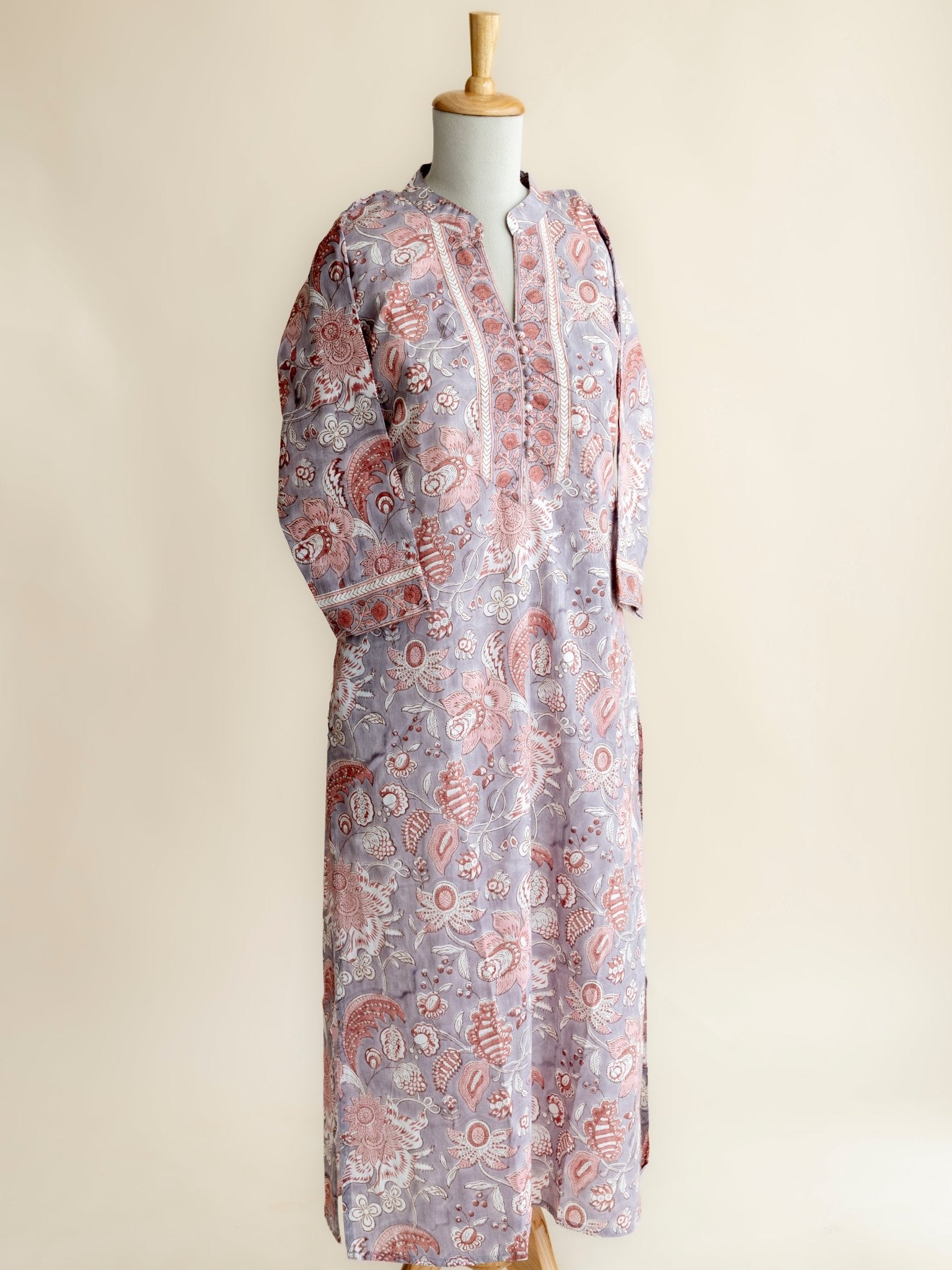Manvika Cotton Block Printed Straight Kurta - AINA