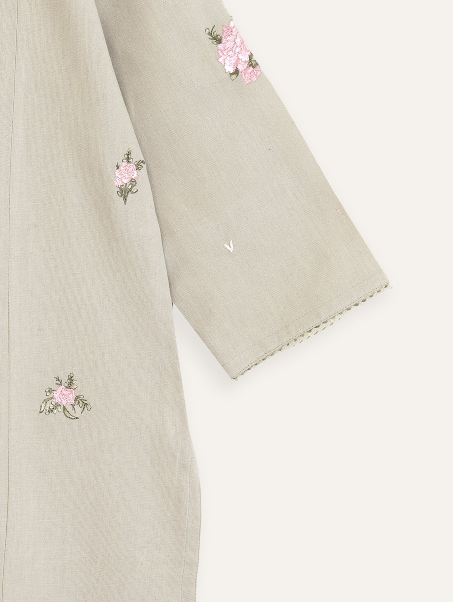 Manya Cotton Flax Embroidered Straight Kurta - AINA