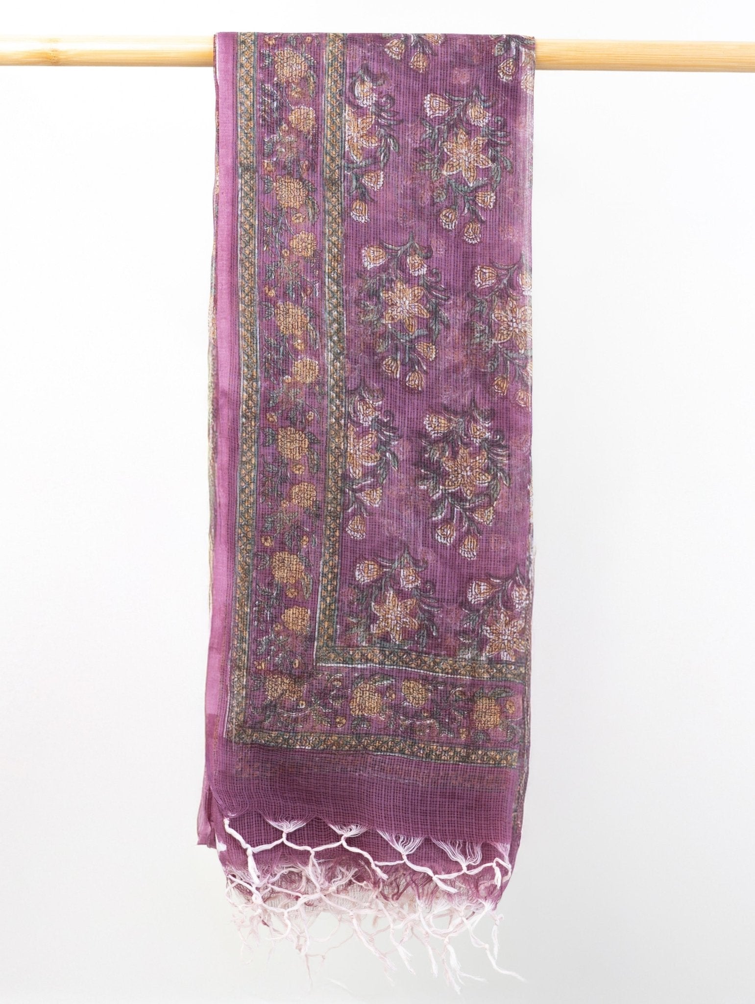 Meena Kota Doria Block Printed Dupatta - AINA