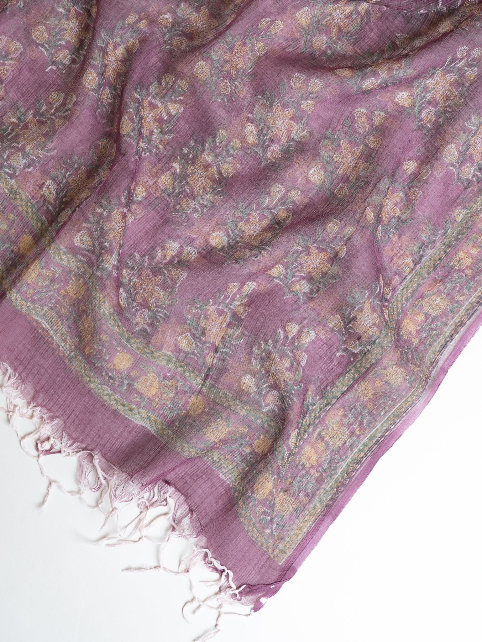 Meena Kota Doria Block Printed Dupatta - AINA