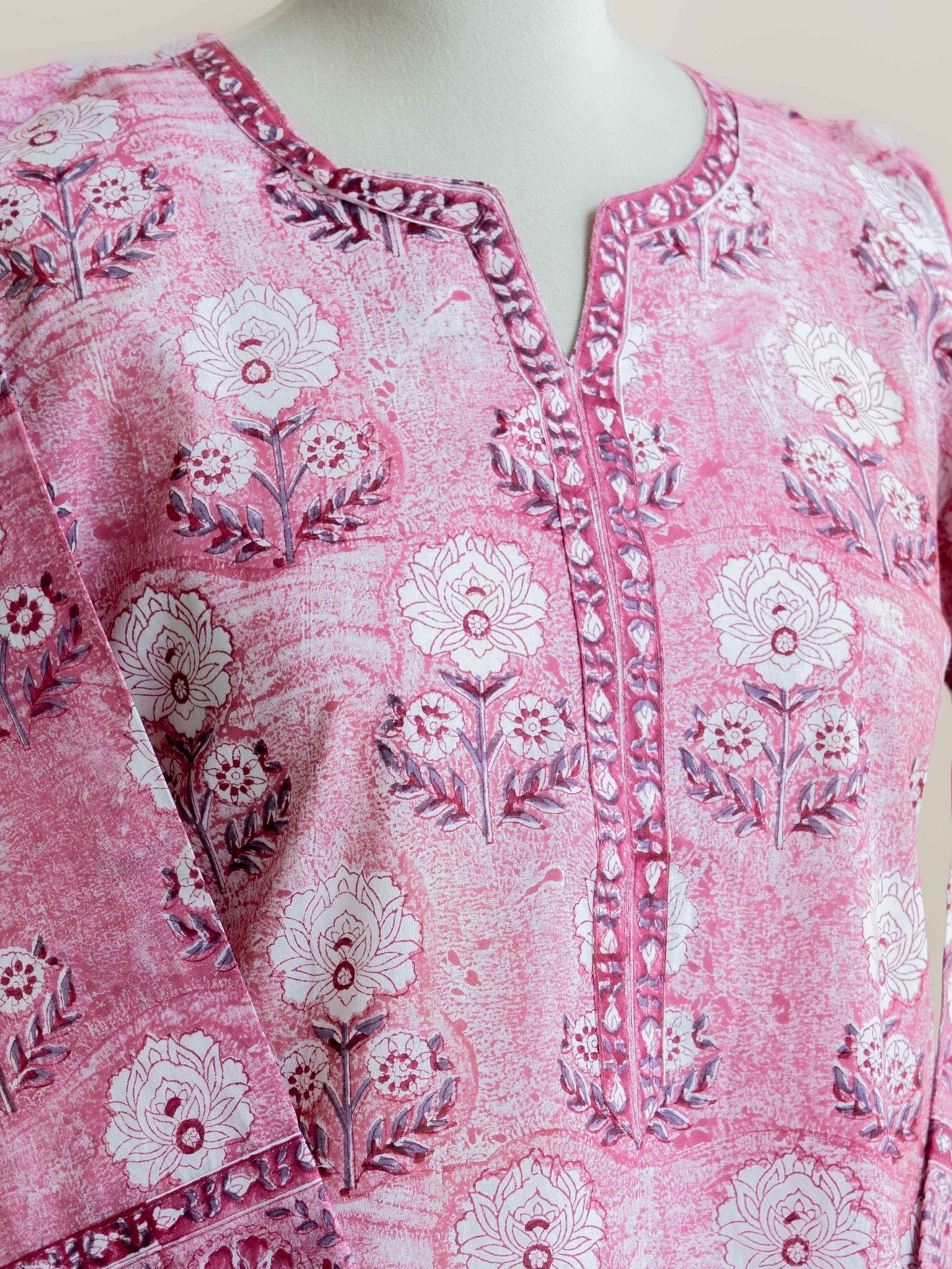 Meenal Cotton Block Printed Straight Kurta - AINA