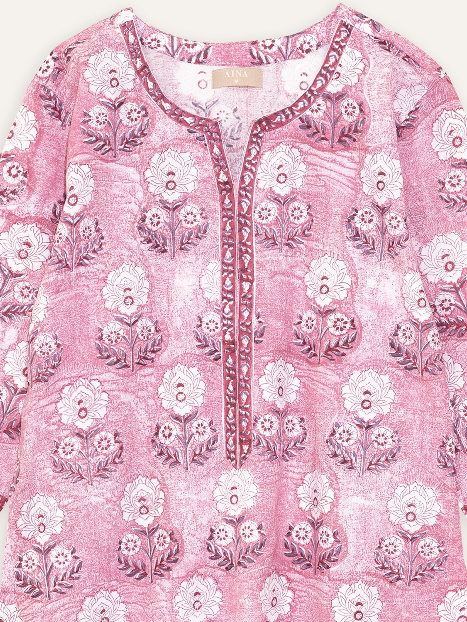 Meenal Cotton Block Printed Straight Kurta - AINA