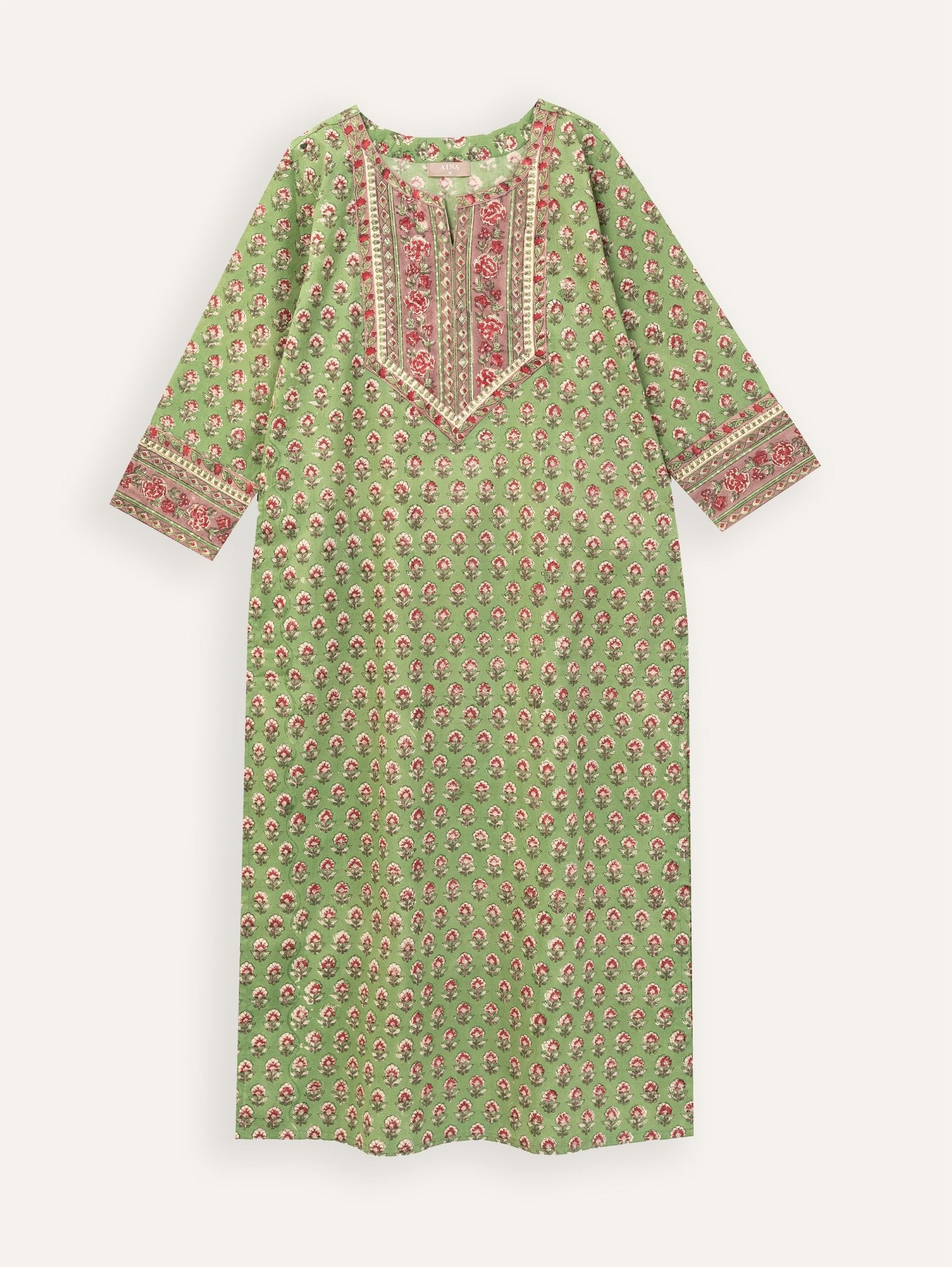 Mehak Cotton Block Printed Straight Kurta - AINA