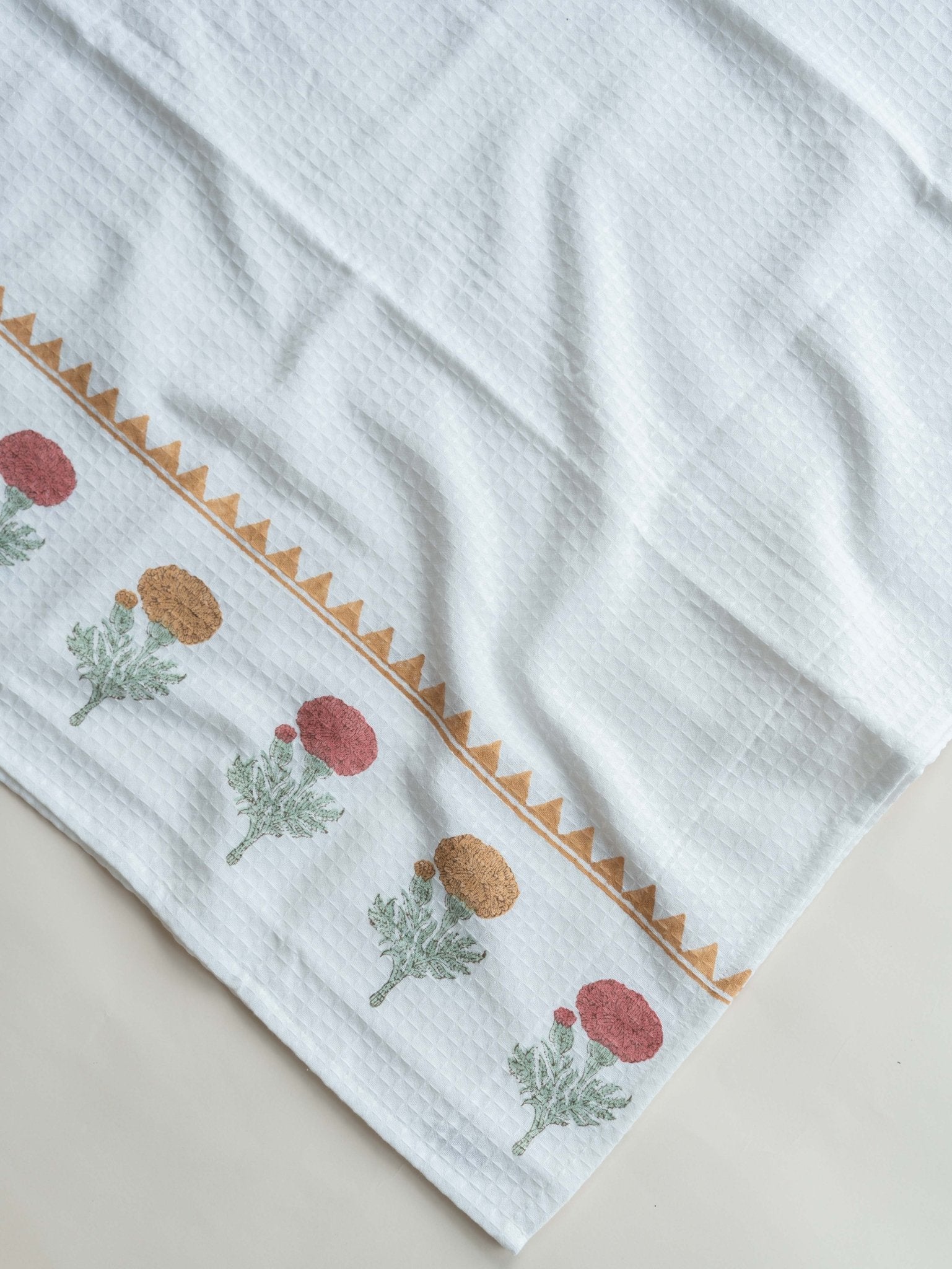Meher Cotton Block Printed Honeycomb Bath Towel - AINA