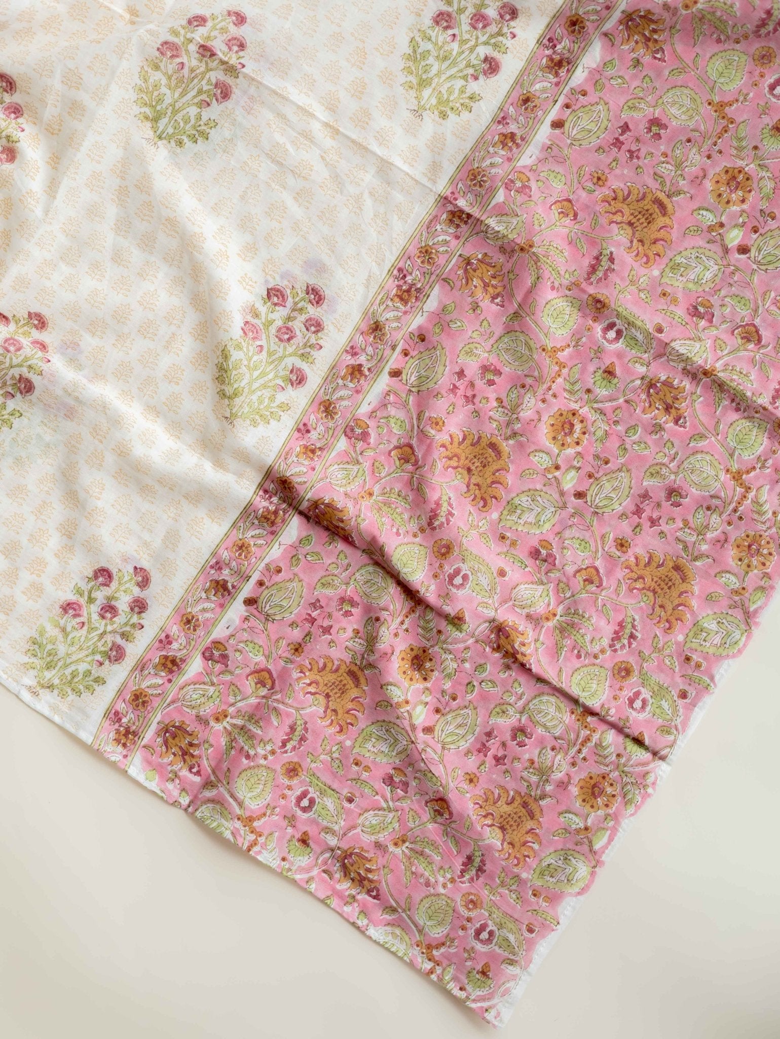 Meher Cotton Block Printed Unstitched Suit Set - 3 Piece - AINA
