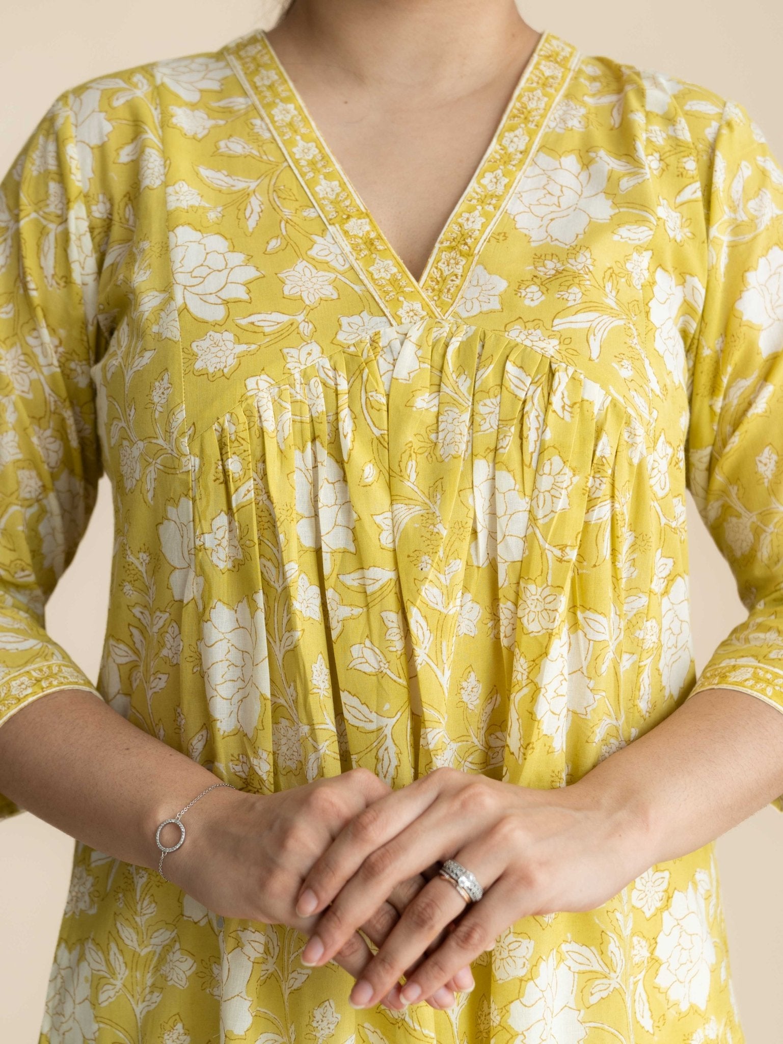 Melani Cotton Block Printed A-Line Suit Set - AINA
