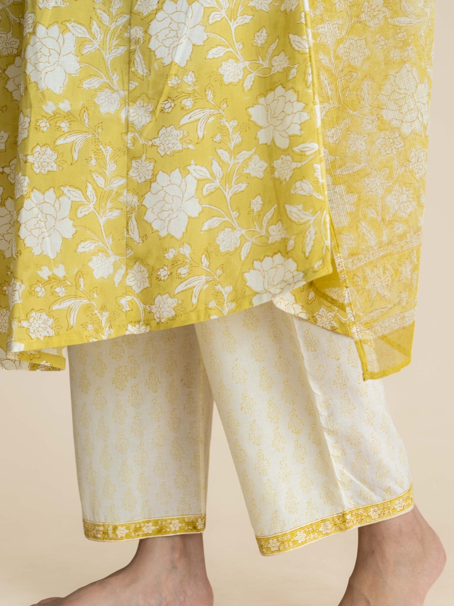Melani Cotton Block Printed A-Line Suit Set - AINA