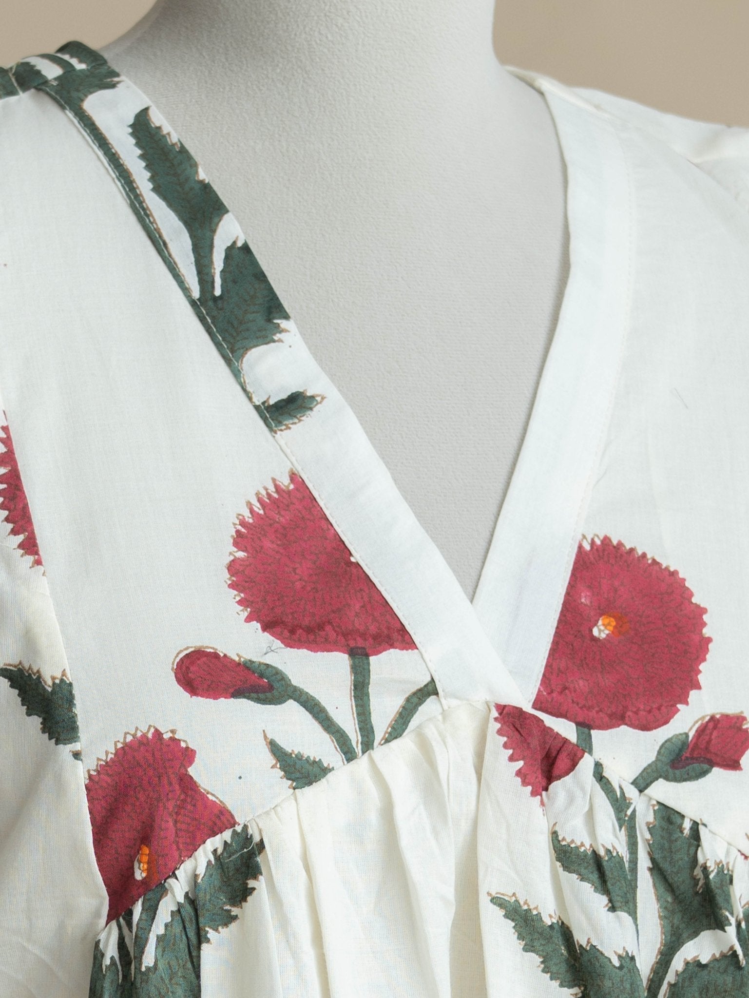 Melissa Cotton Block Printed A-Line Kurta - AINA