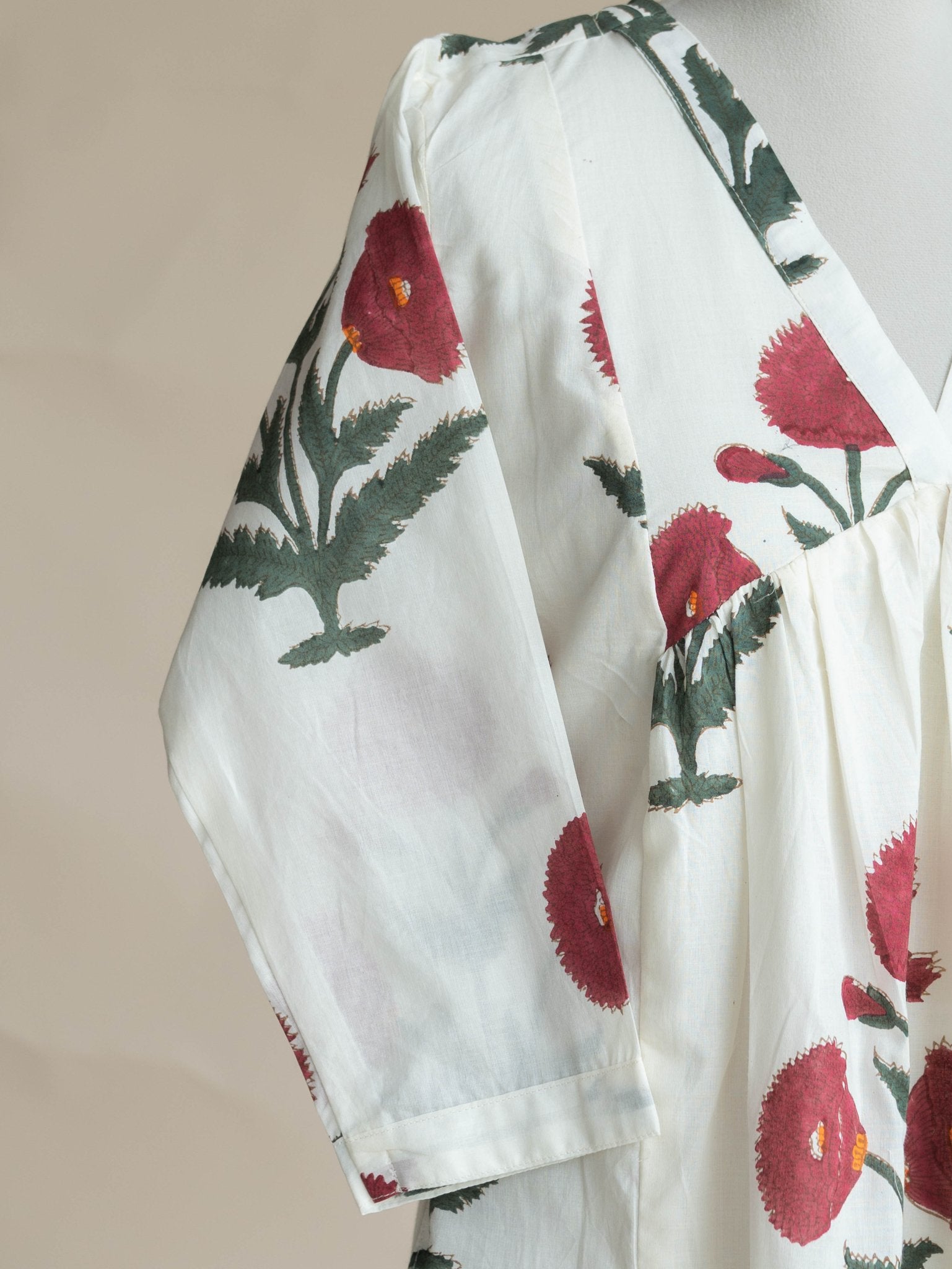 Melissa Cotton Block Printed A-Line Kurta - AINA