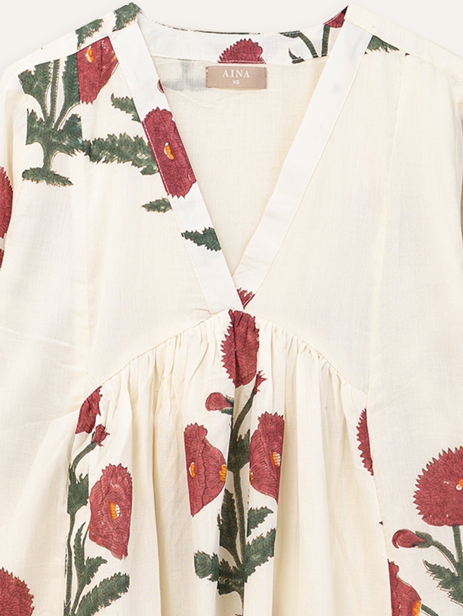 Melissa Mul Cotton Block Printed A - Line Kurta - AINA