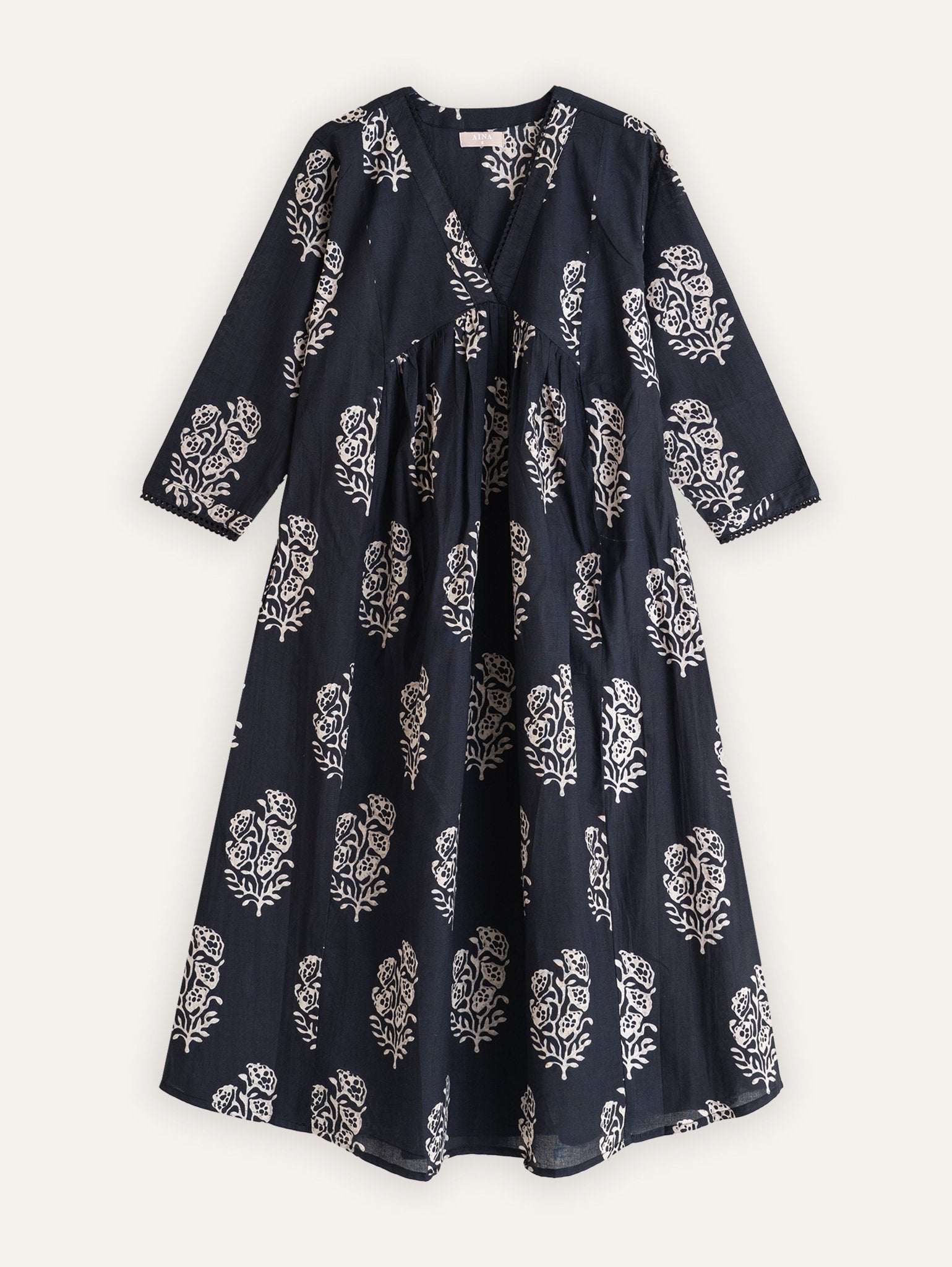 Melna Cotton Printed A - Line Kurta - AINA