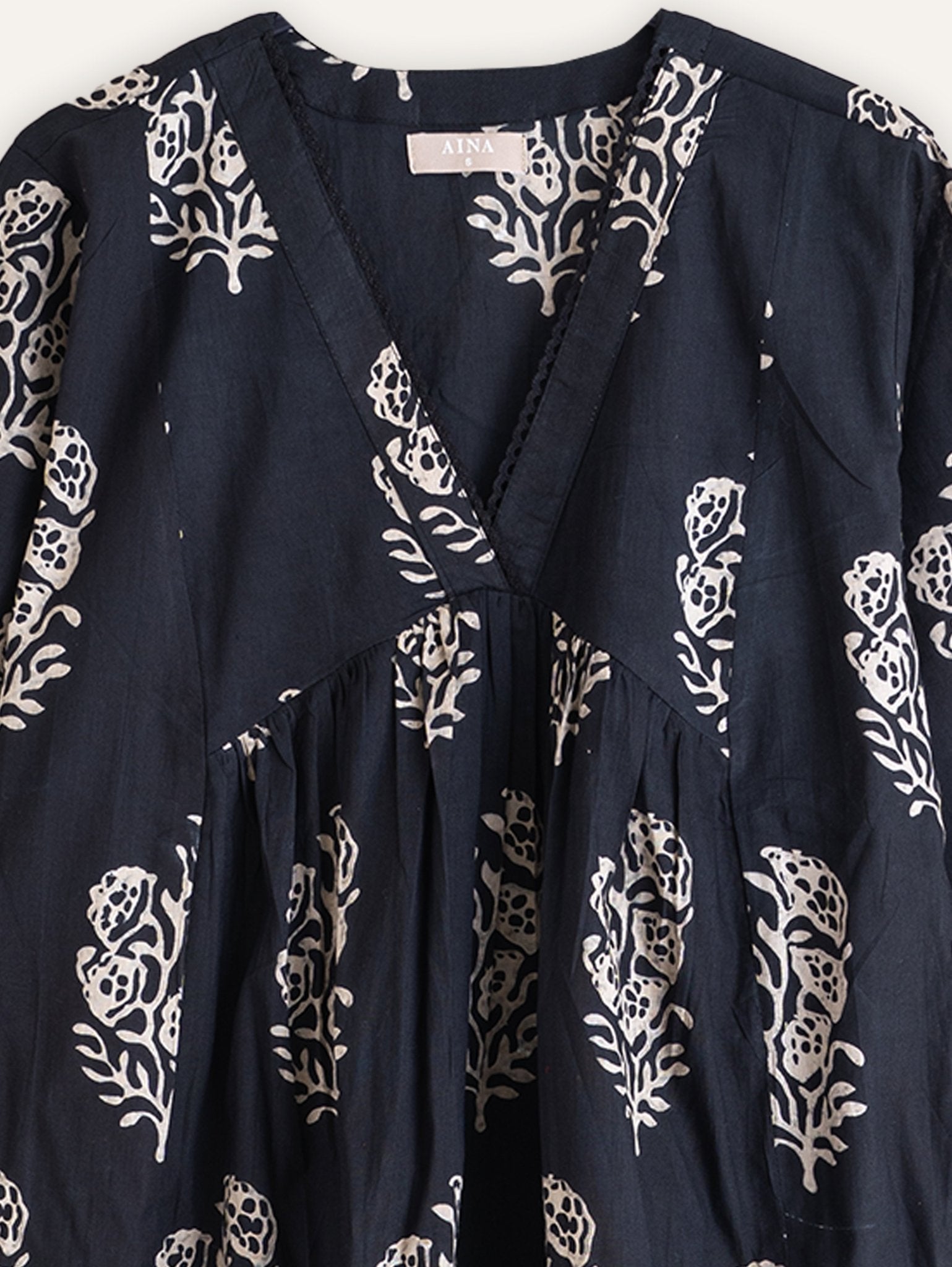 Melna Cotton Printed A - Line Kurta - AINA