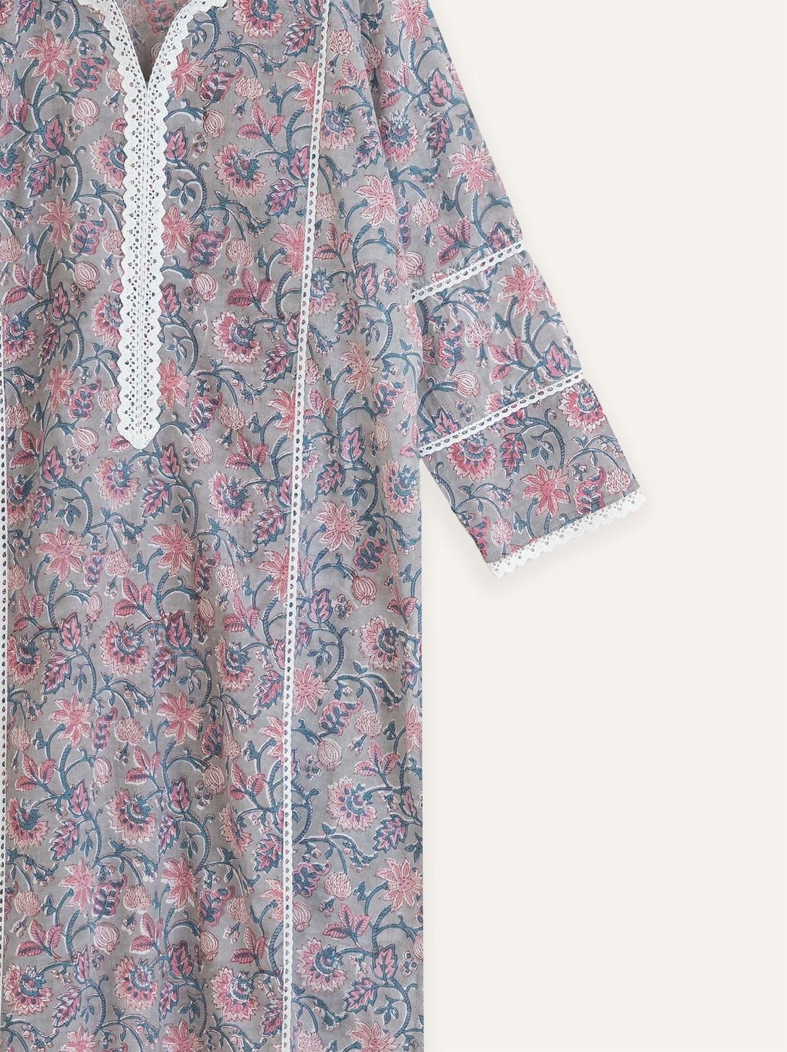 Melooha Cotton Block Printed Straight Kurta - AINA