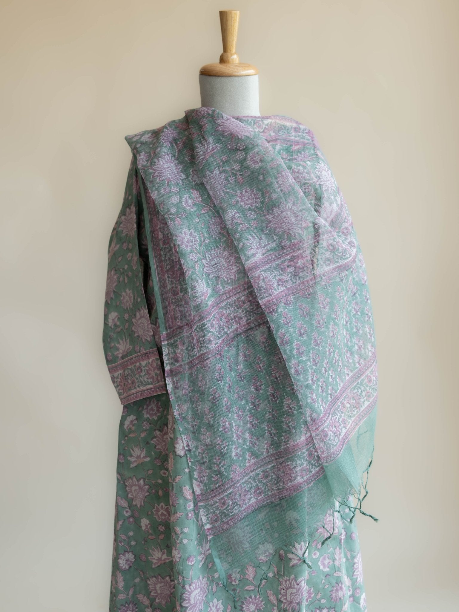 Mihika Cotton Block Printed A - Line Kurta - AINA
