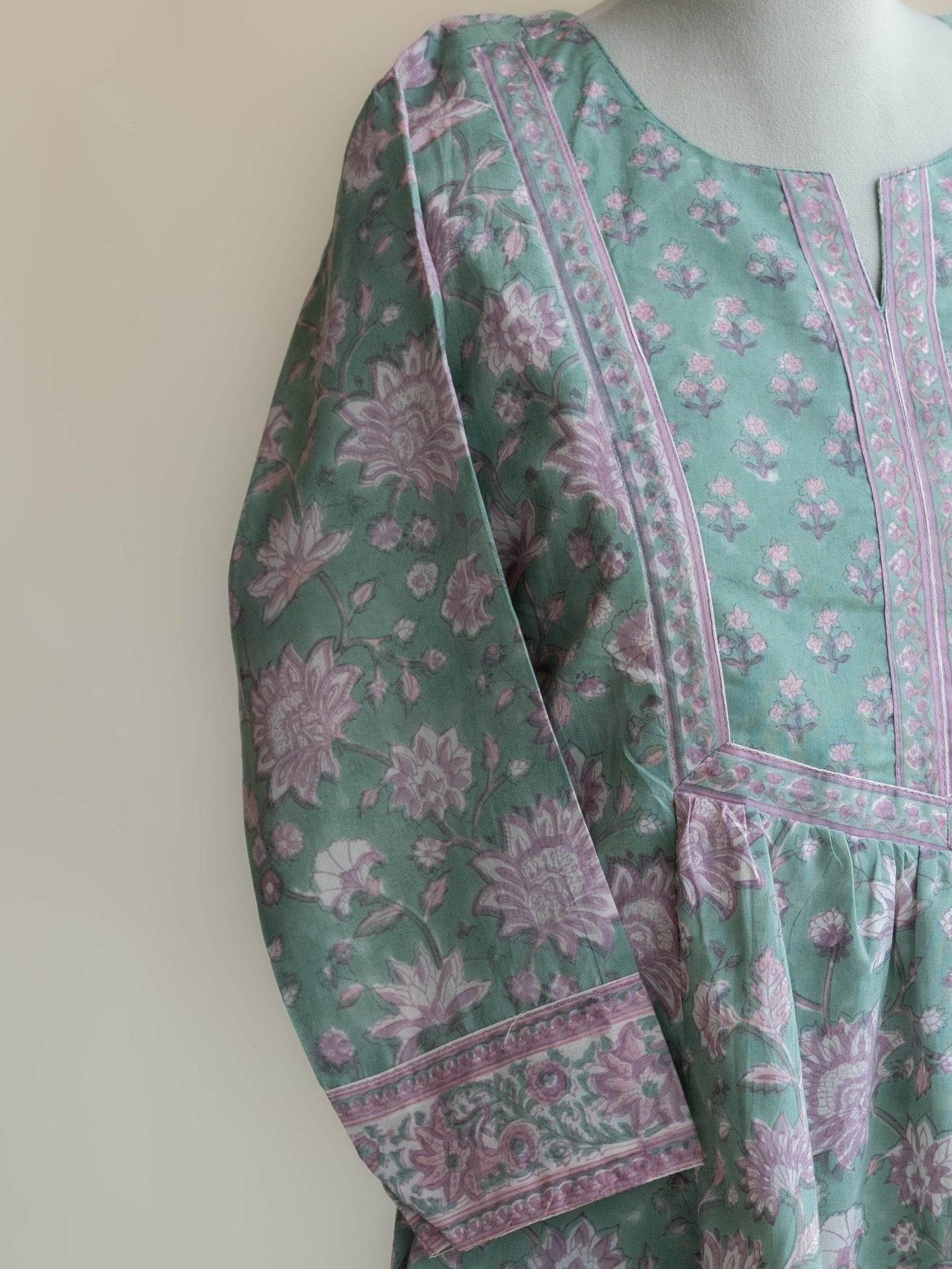 Mihika Cotton Block Printed A - Line Kurta - AINA