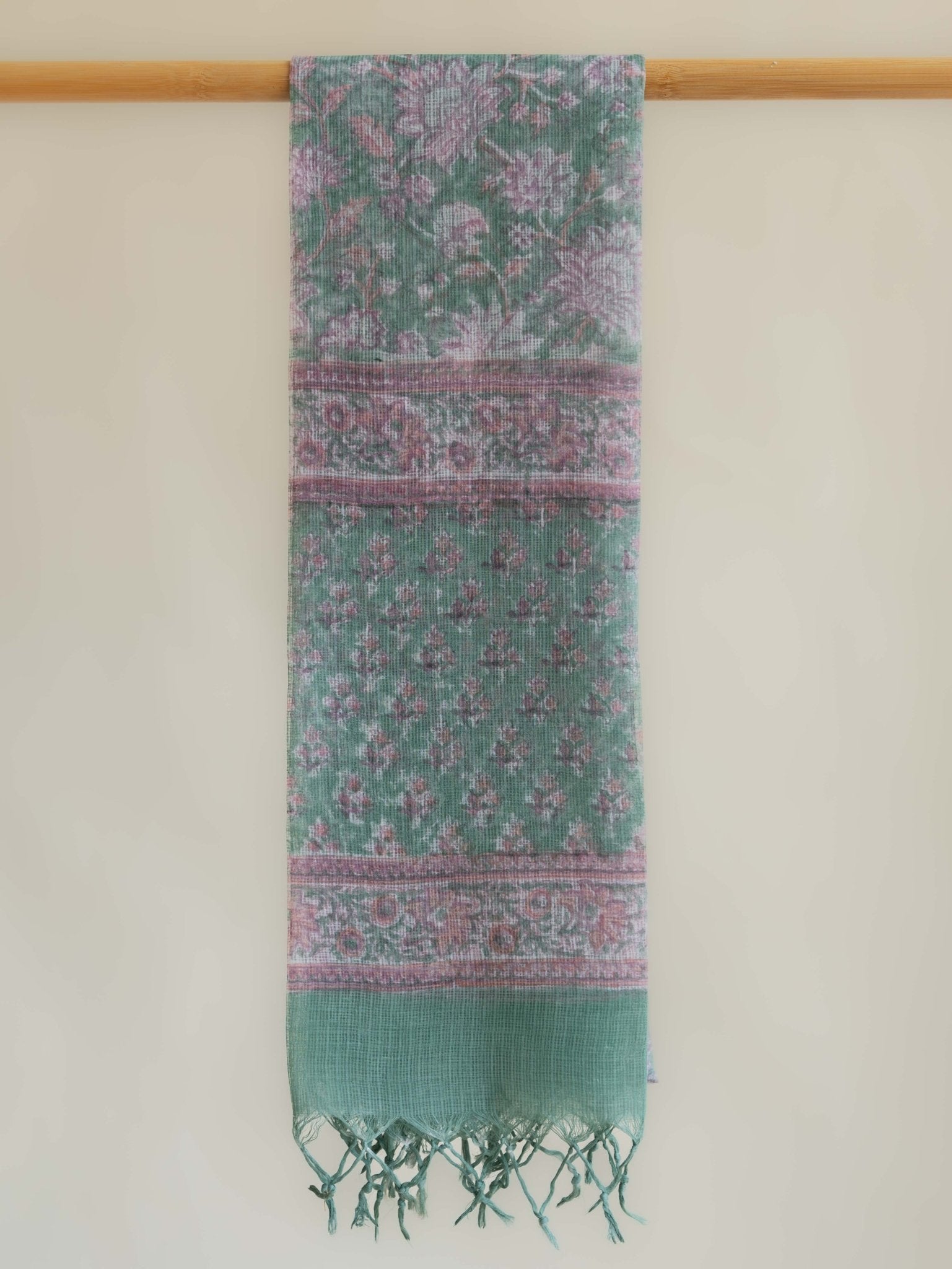 Mihika Kota Doria Block Printed Dupatta - AINA