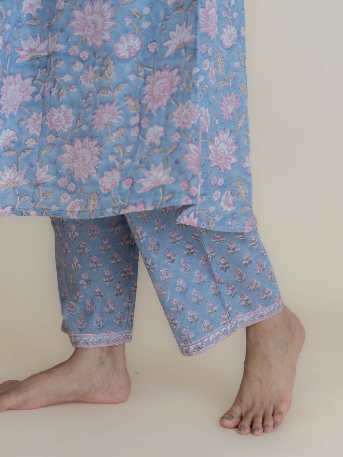 Mihira Cotton Block Printed A-Line Suit Set - AINA