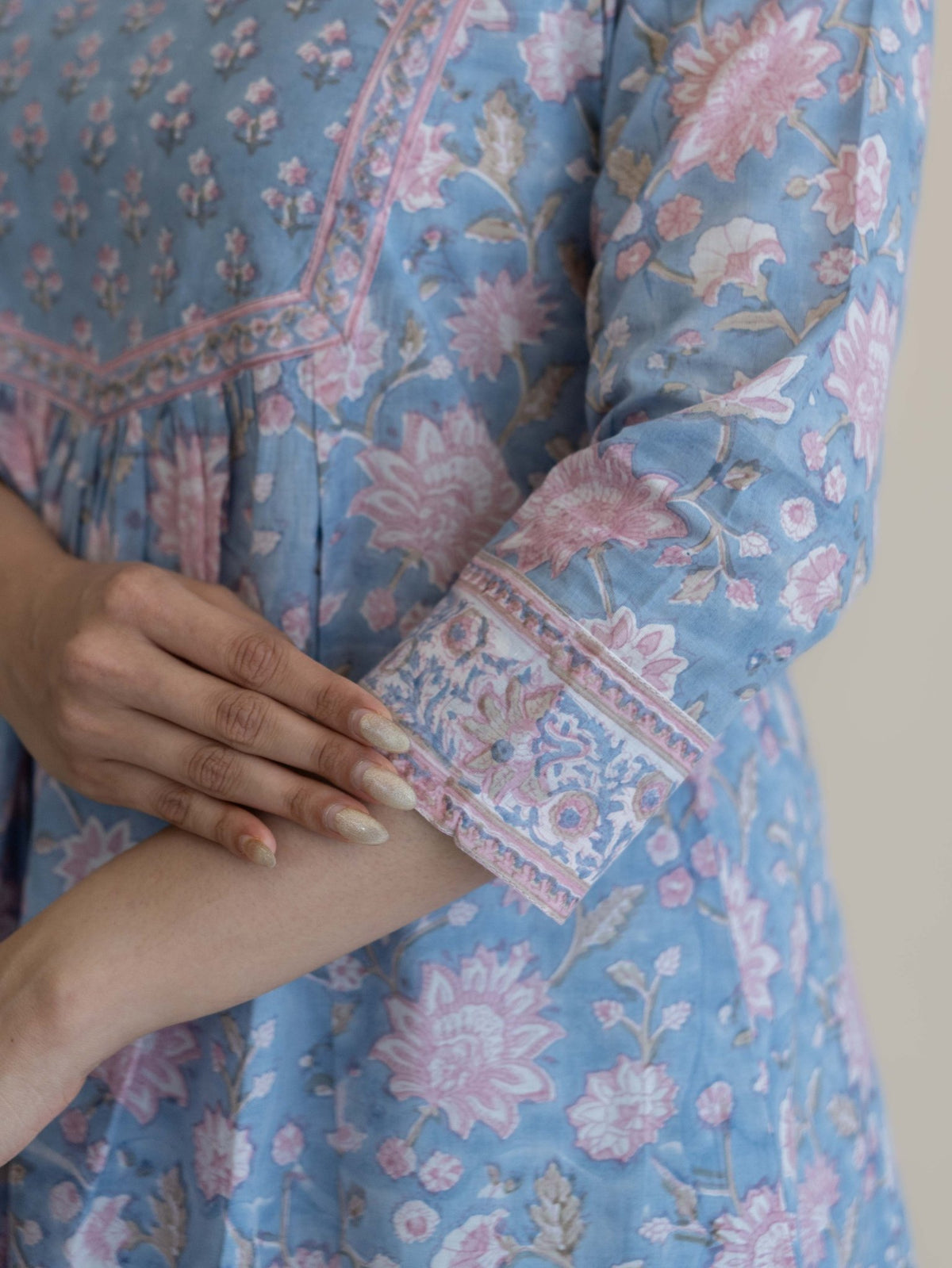 Mihira Cotton Block Printed A-Line Suit Set - AINA