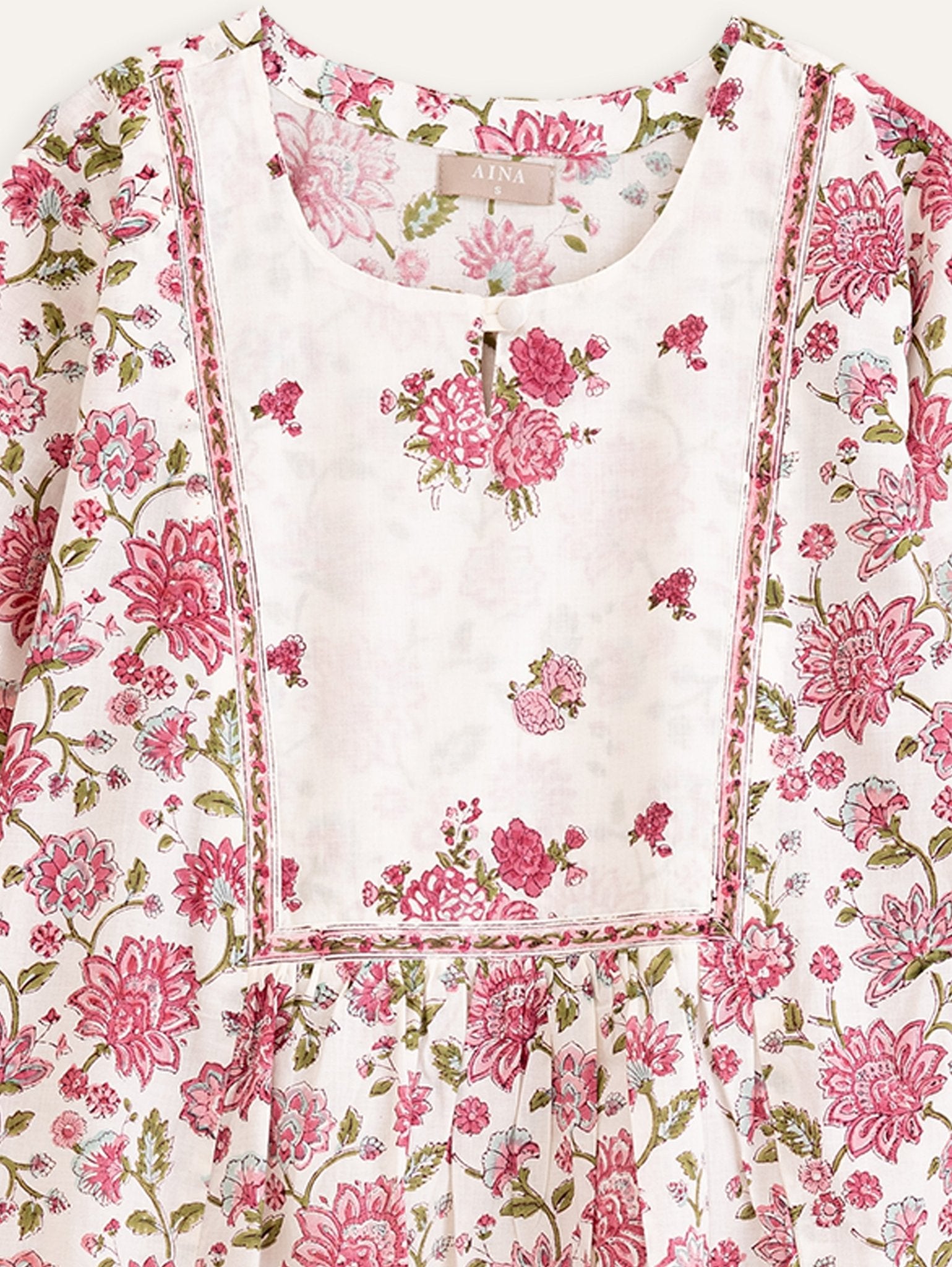 Mihra Cotton Block Printed A - Line Kurta - AINA