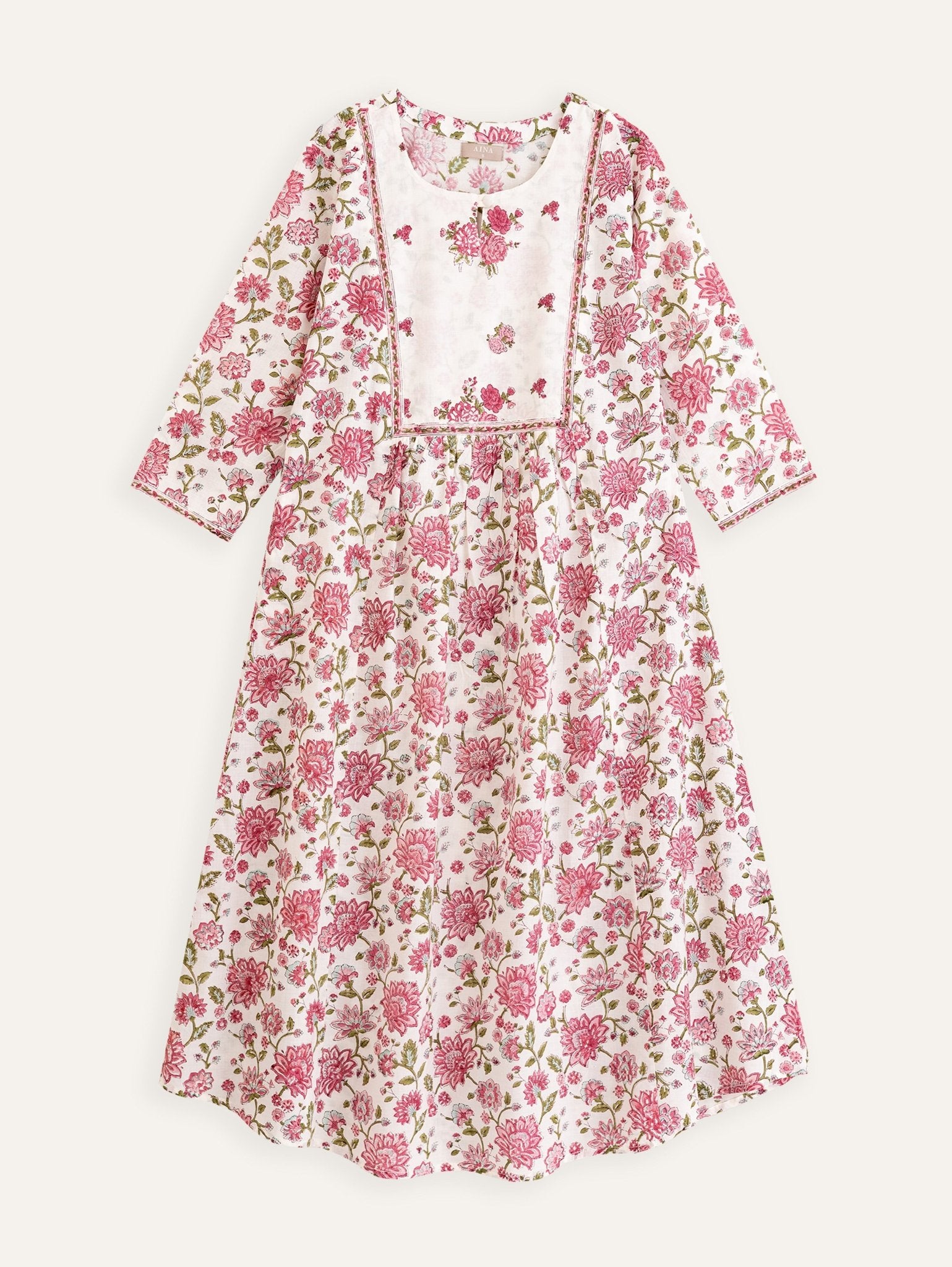 Mihra Cotton Block Printed A - Line Kurta - AINA