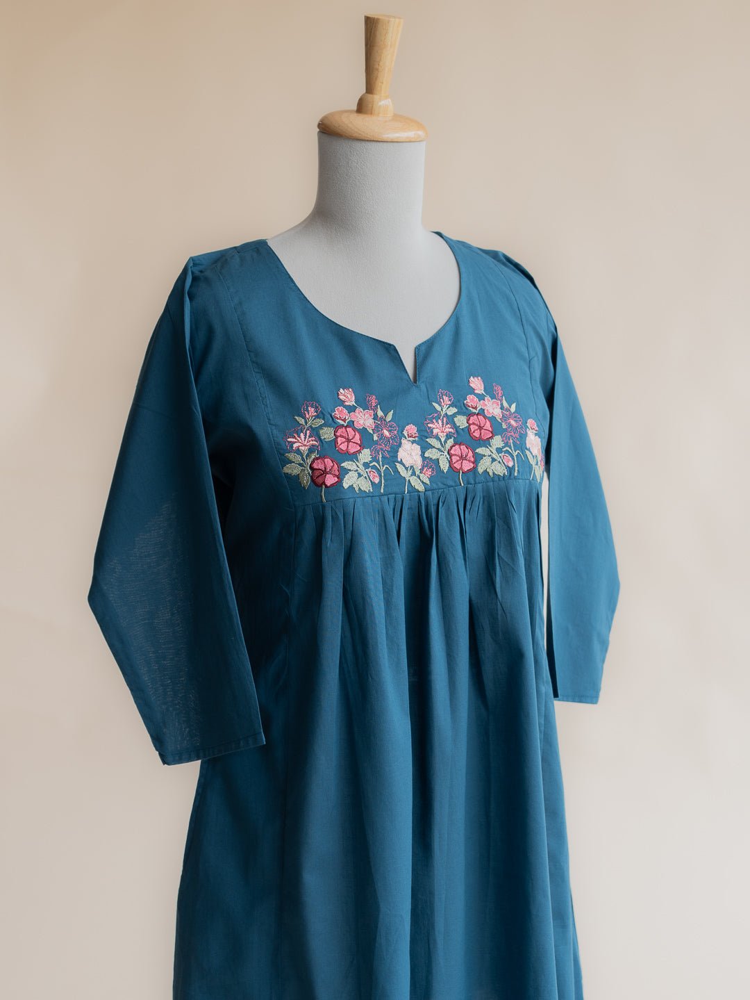 Minza Cotton Embroidered A - Line Kurta - AINA