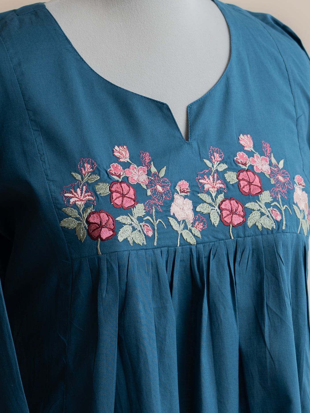 Minza Cotton Embroidered A - Line Kurta - AINA