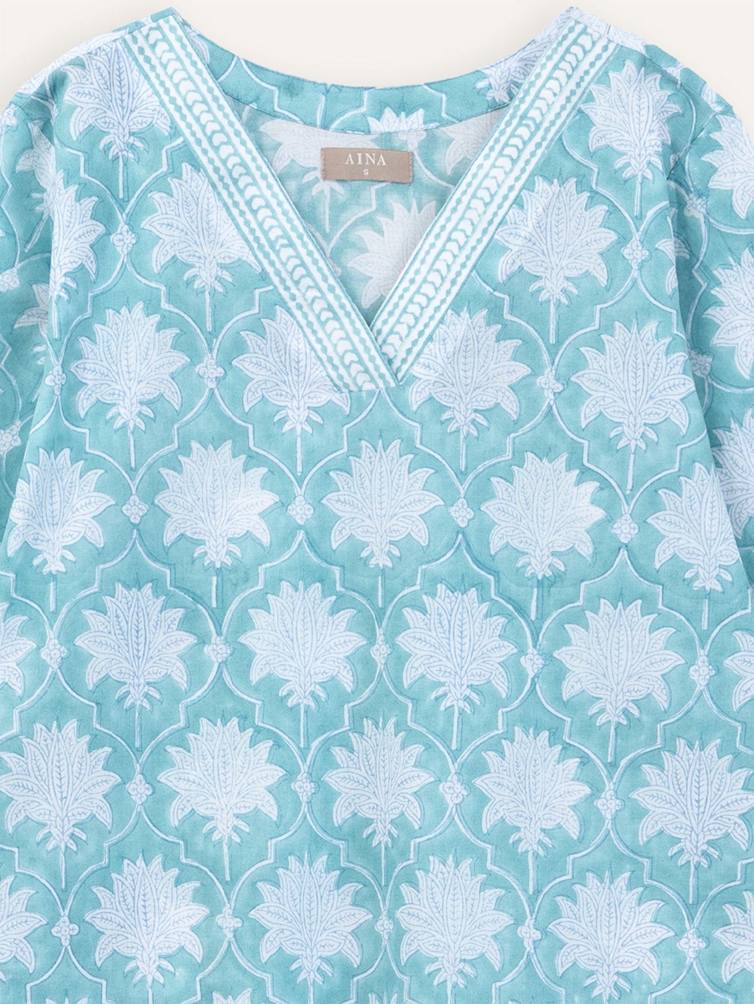 Mithila Cotton Block Printed A - Line Kurta - AINA