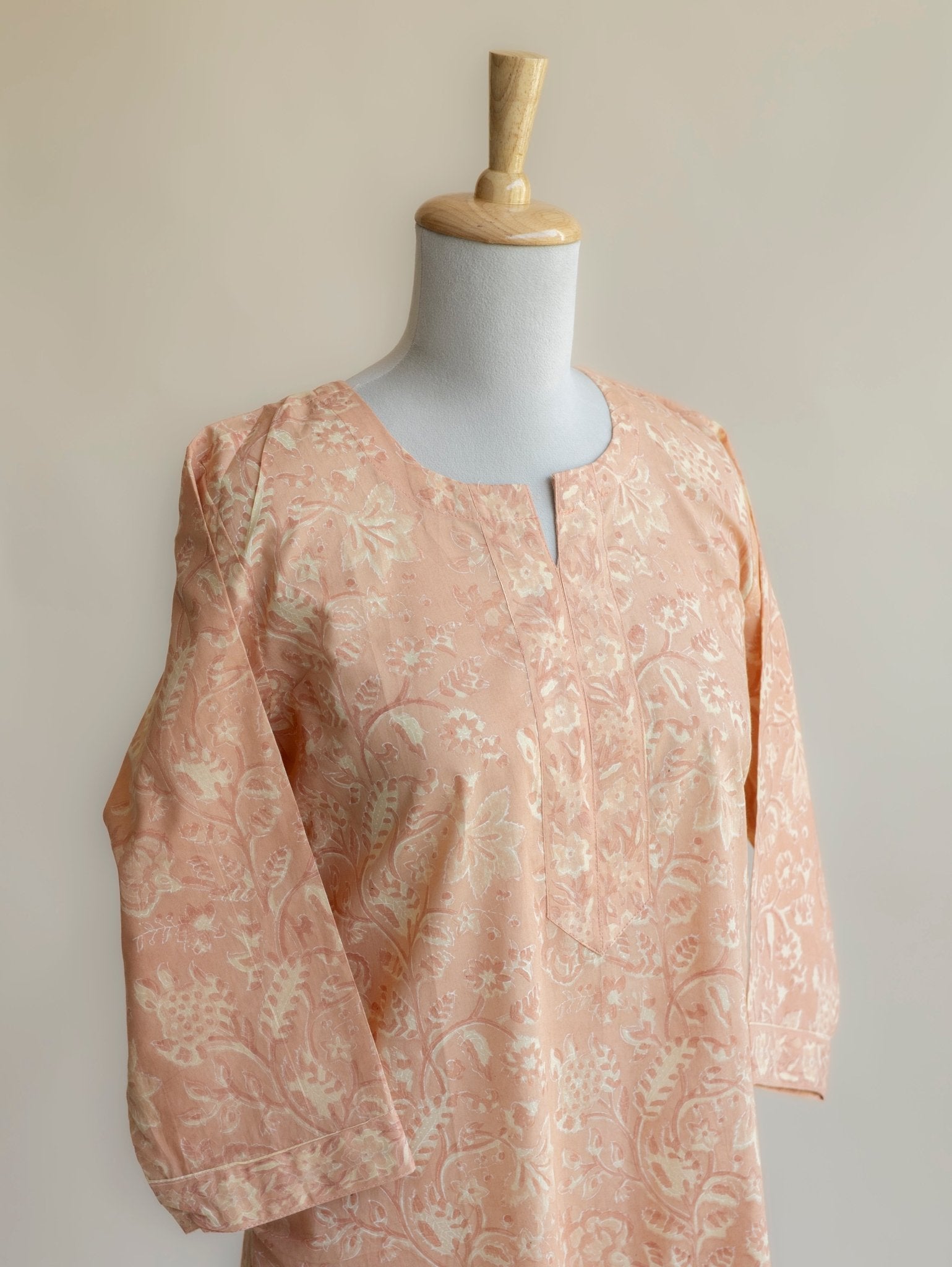 Monalisa Cotton Block Printed Straight Kurta - AINA