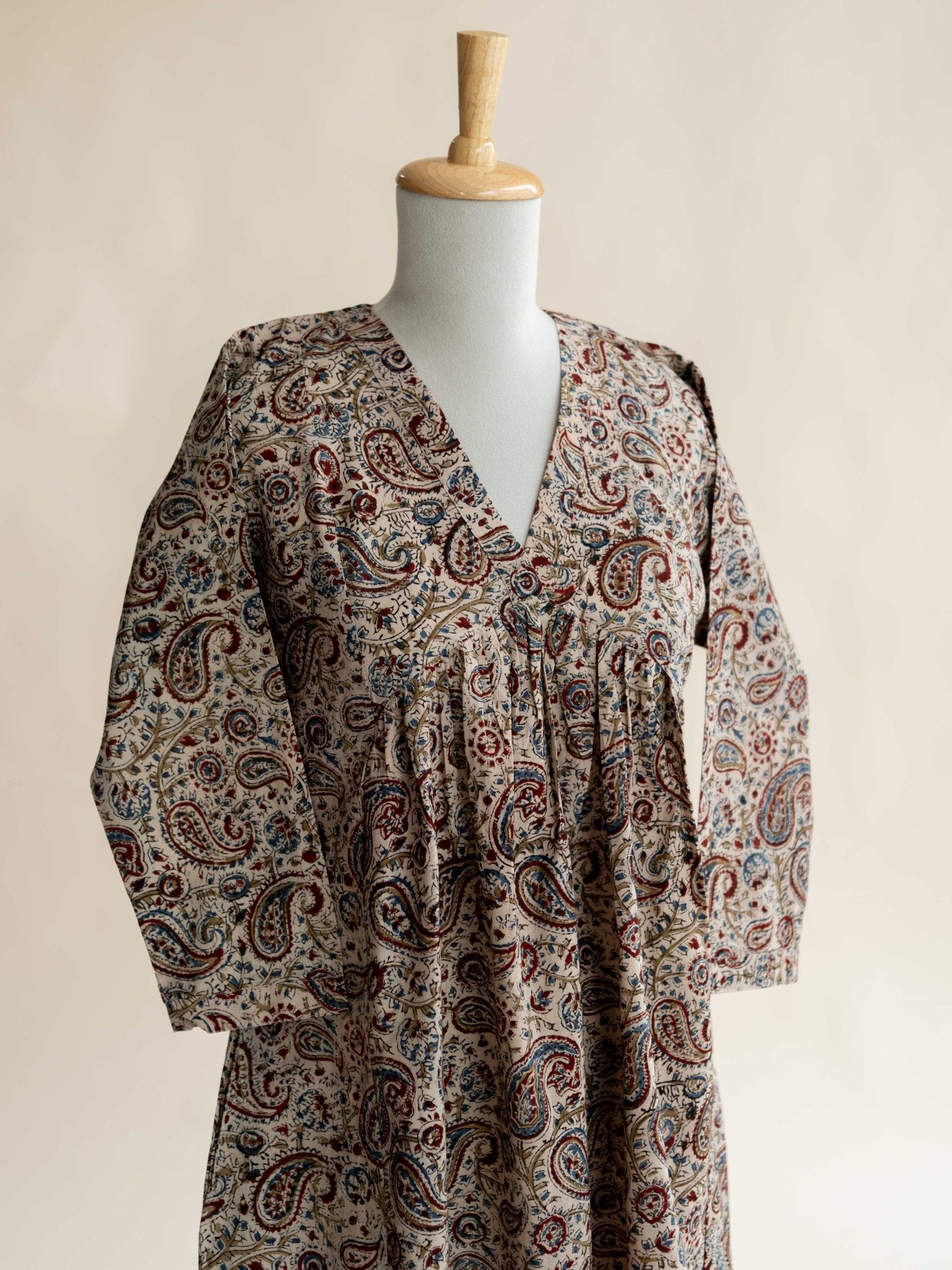 Mrinal Cotton Kalamkari Block Printed A - Line Kurta - AINA