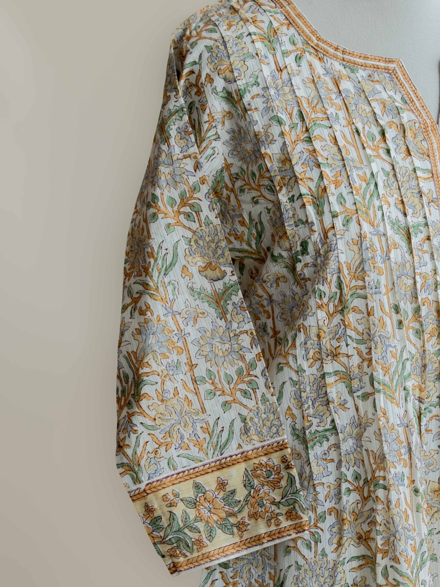 Mrunal Cotton Block Printed A - Line Kurta - AINA