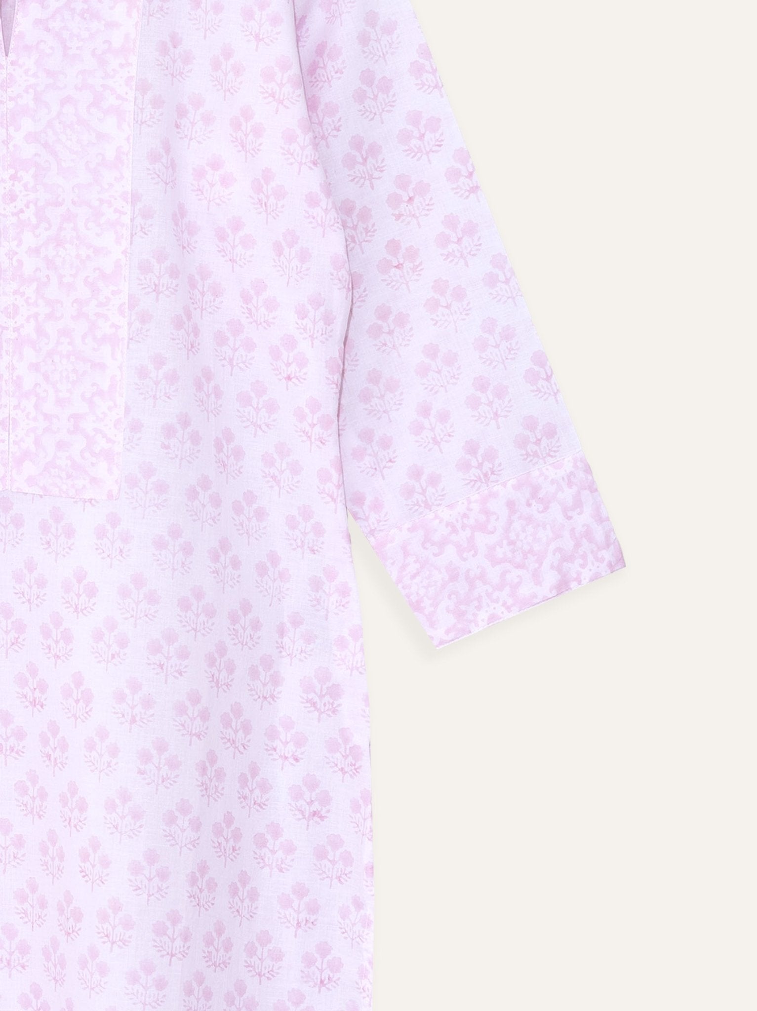 Muhsina Cotton Block Printed Straight Kurta - AINA