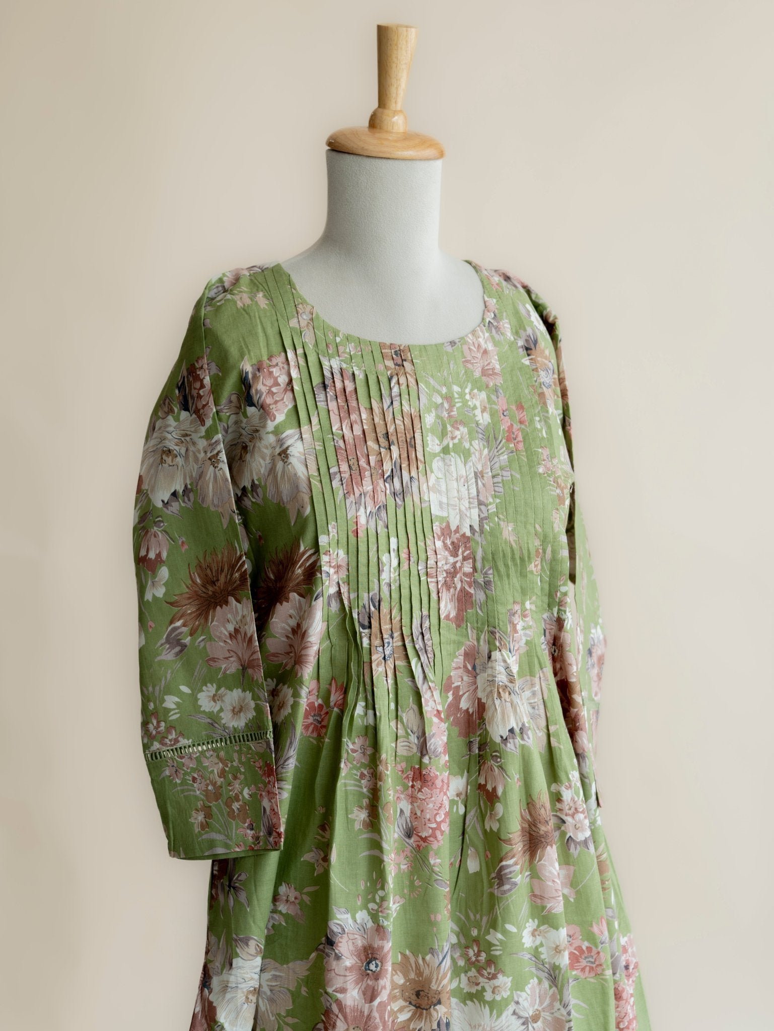 Nabah Cotton Printed A - Line Kurta - AINA