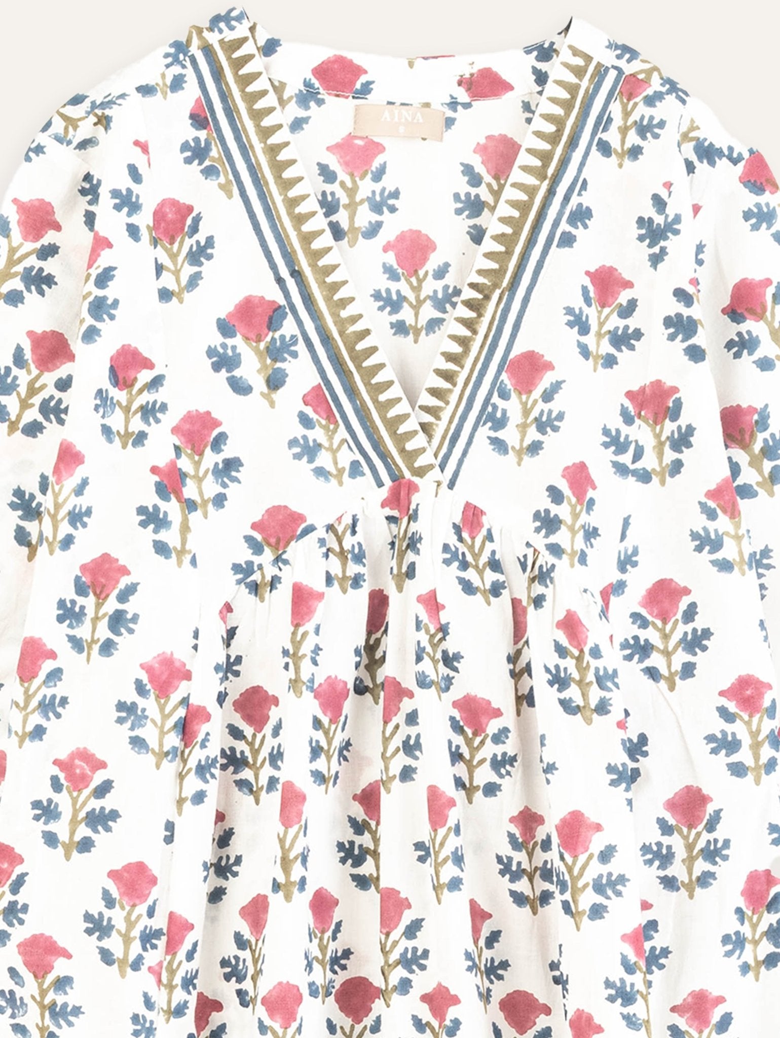 Nada Cotton Block Printed A - Line Kurta - AINA