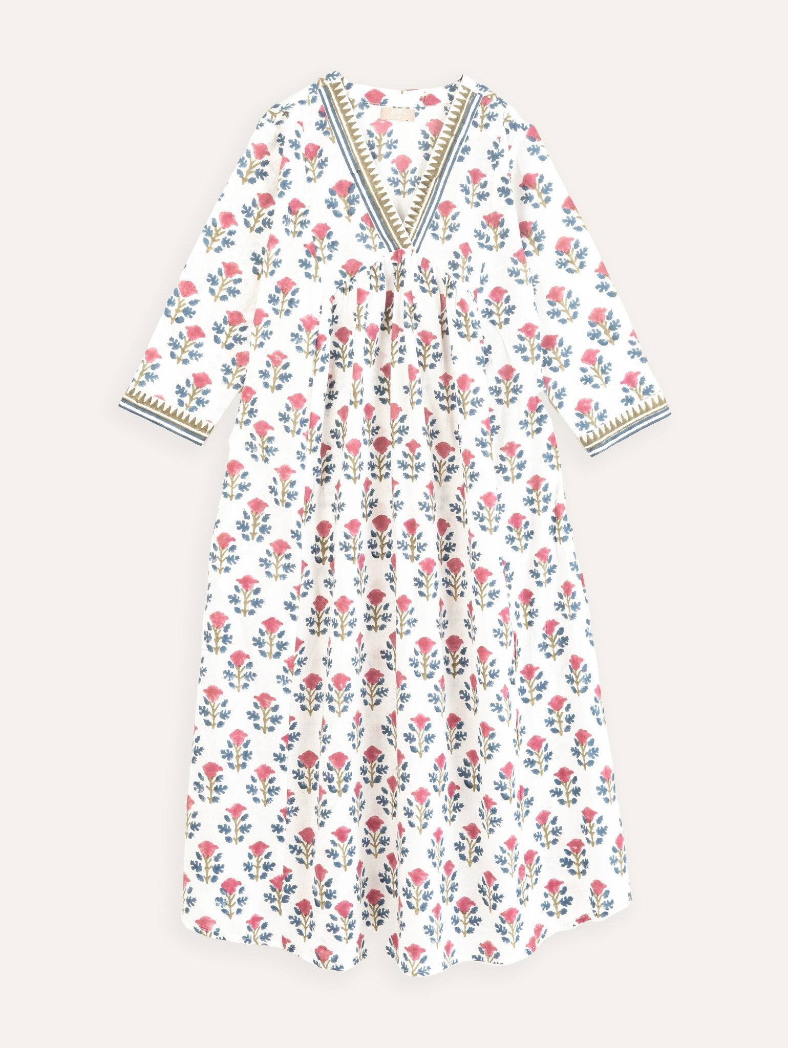 Nada Cotton Block Printed A - Line Kurta - AINA