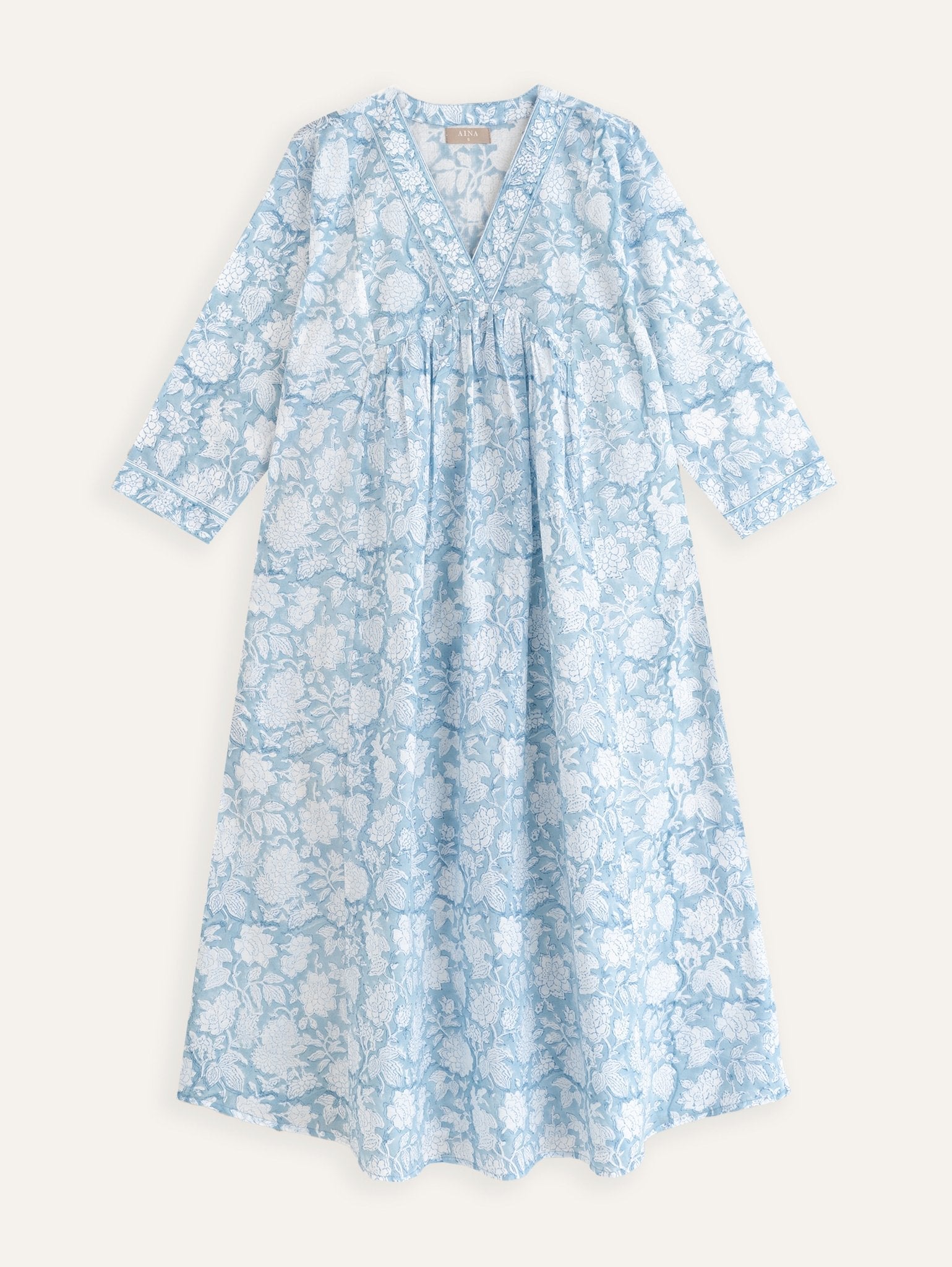 Nadhiya Cotton Block Printed A - Line Kurta - AINA