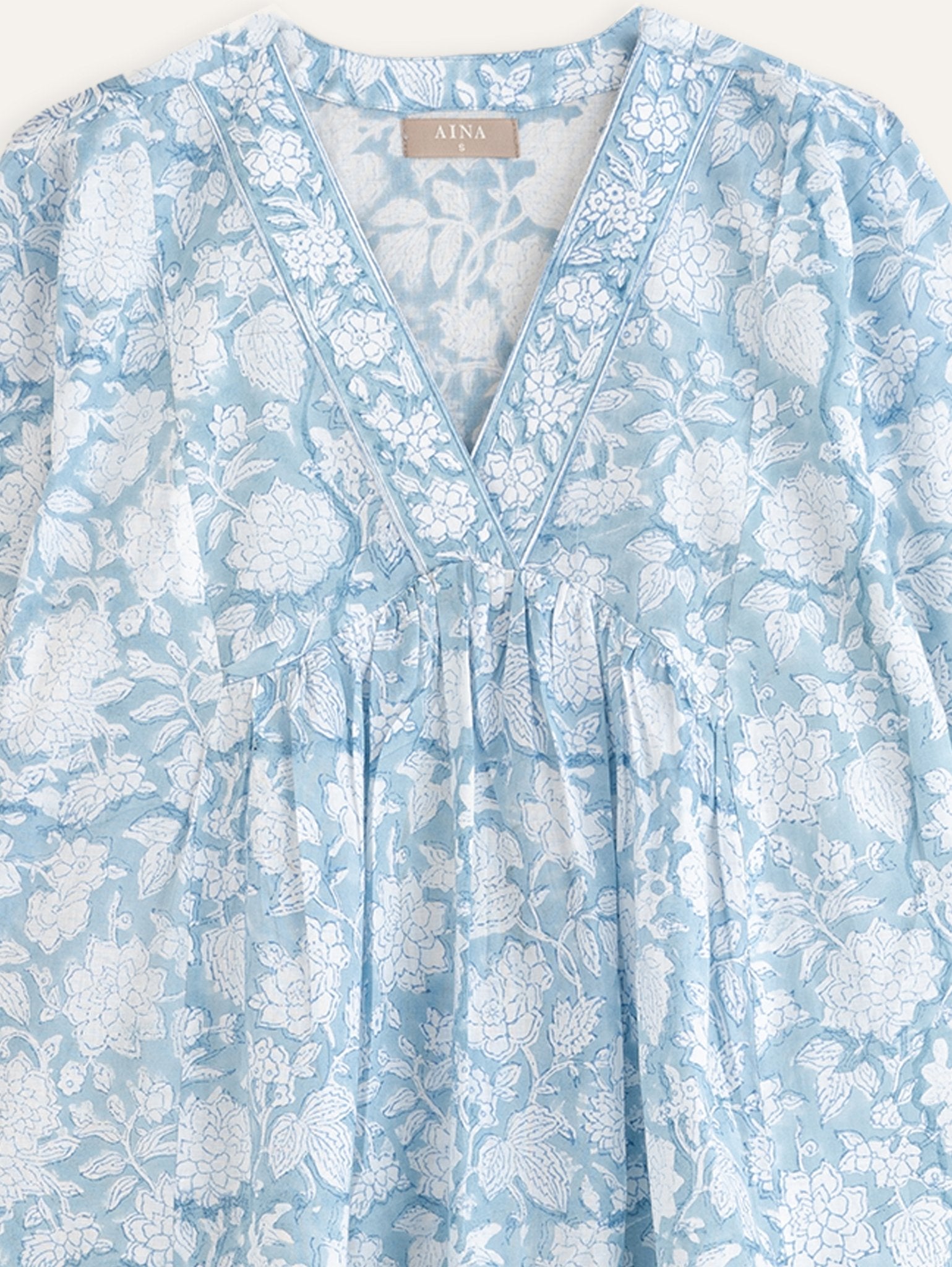 Nadhiya Cotton Block Printed A - Line Kurta - AINA